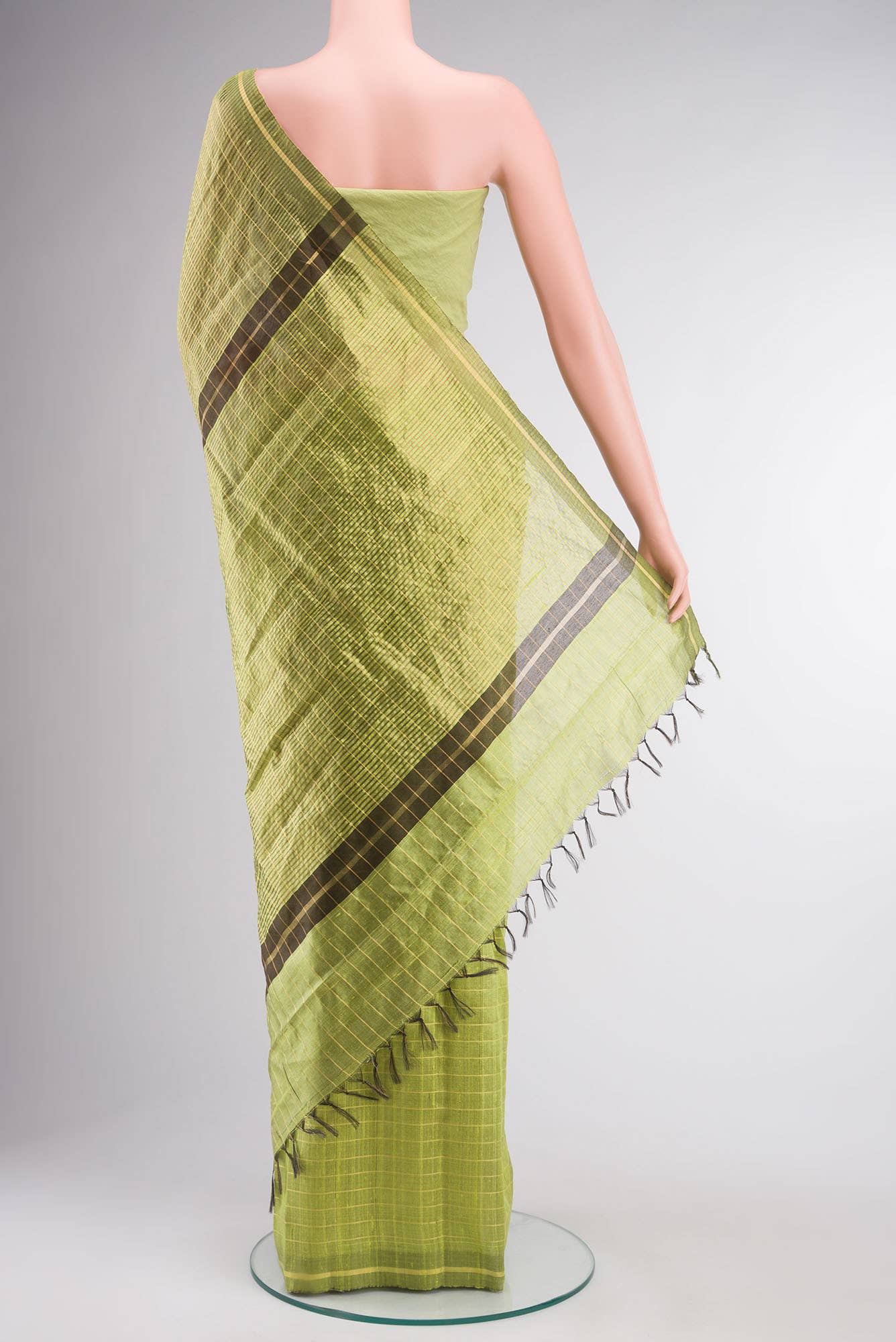 Sleek Topaz-Light Green Bhagalpuri Tussar Silk Saree