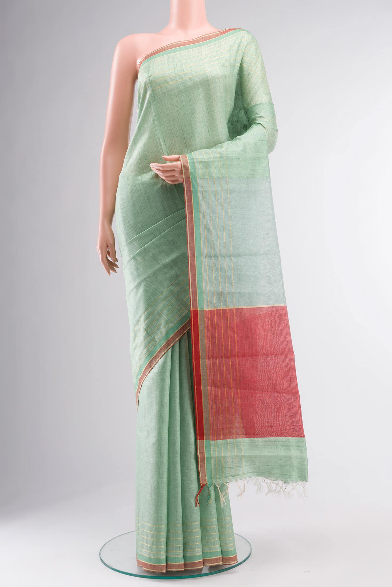 Erina-Mint Green Bhagalpuri Tussar Silk Saree