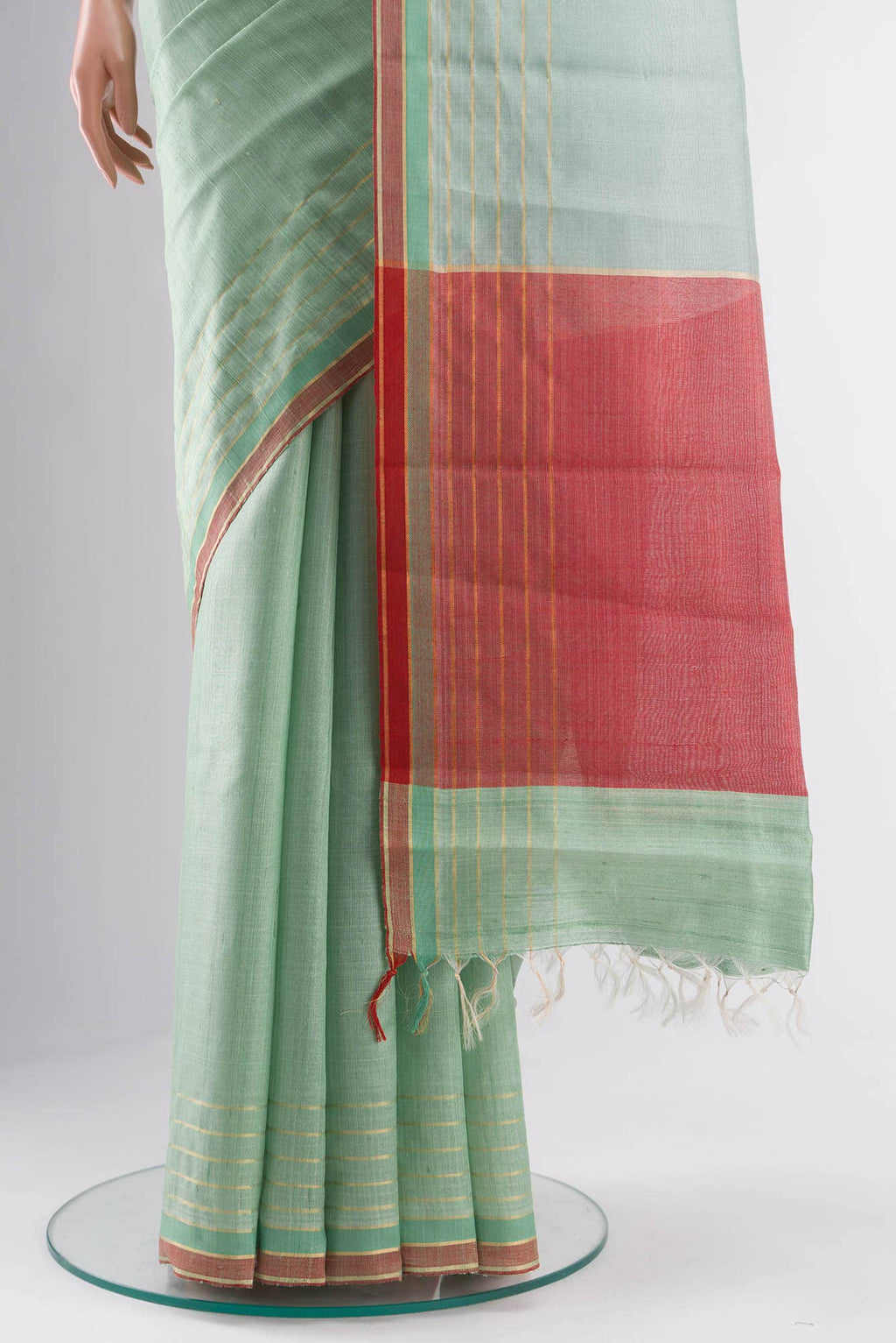 Erina-Mint Green Bhagalpuri Tussar Silk Saree
