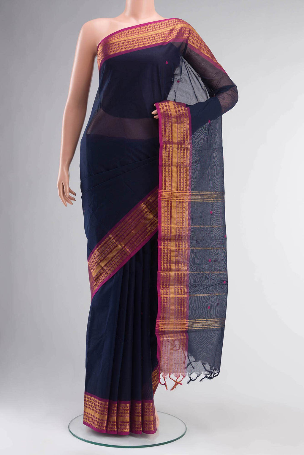 Navy Blue Kanchi Cotton Saree