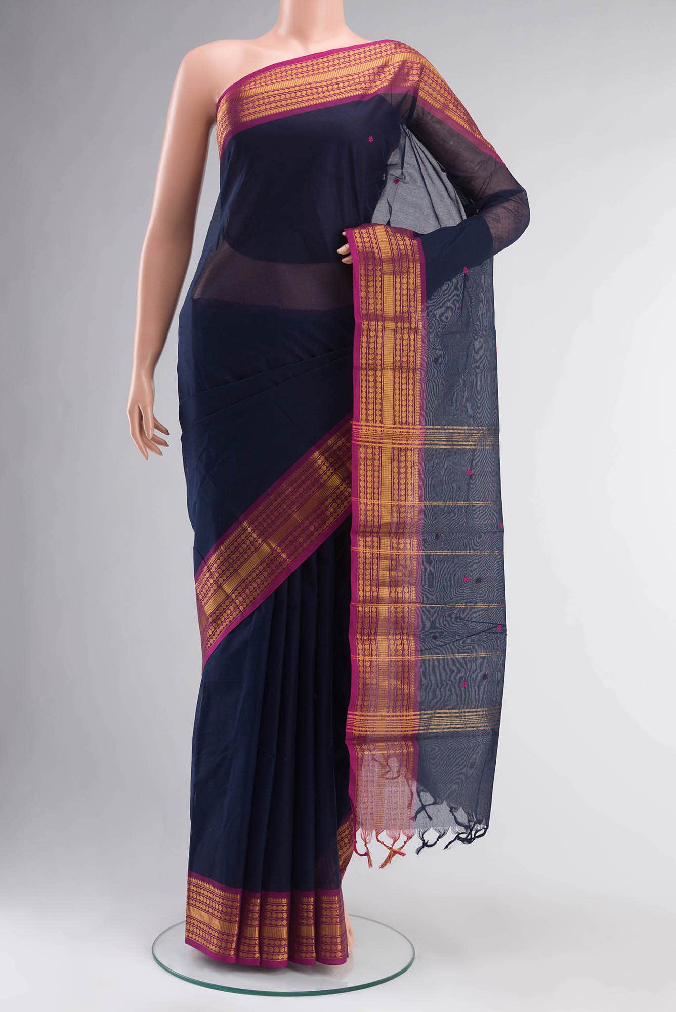 Navy Blue Kanchi Cotton Saree