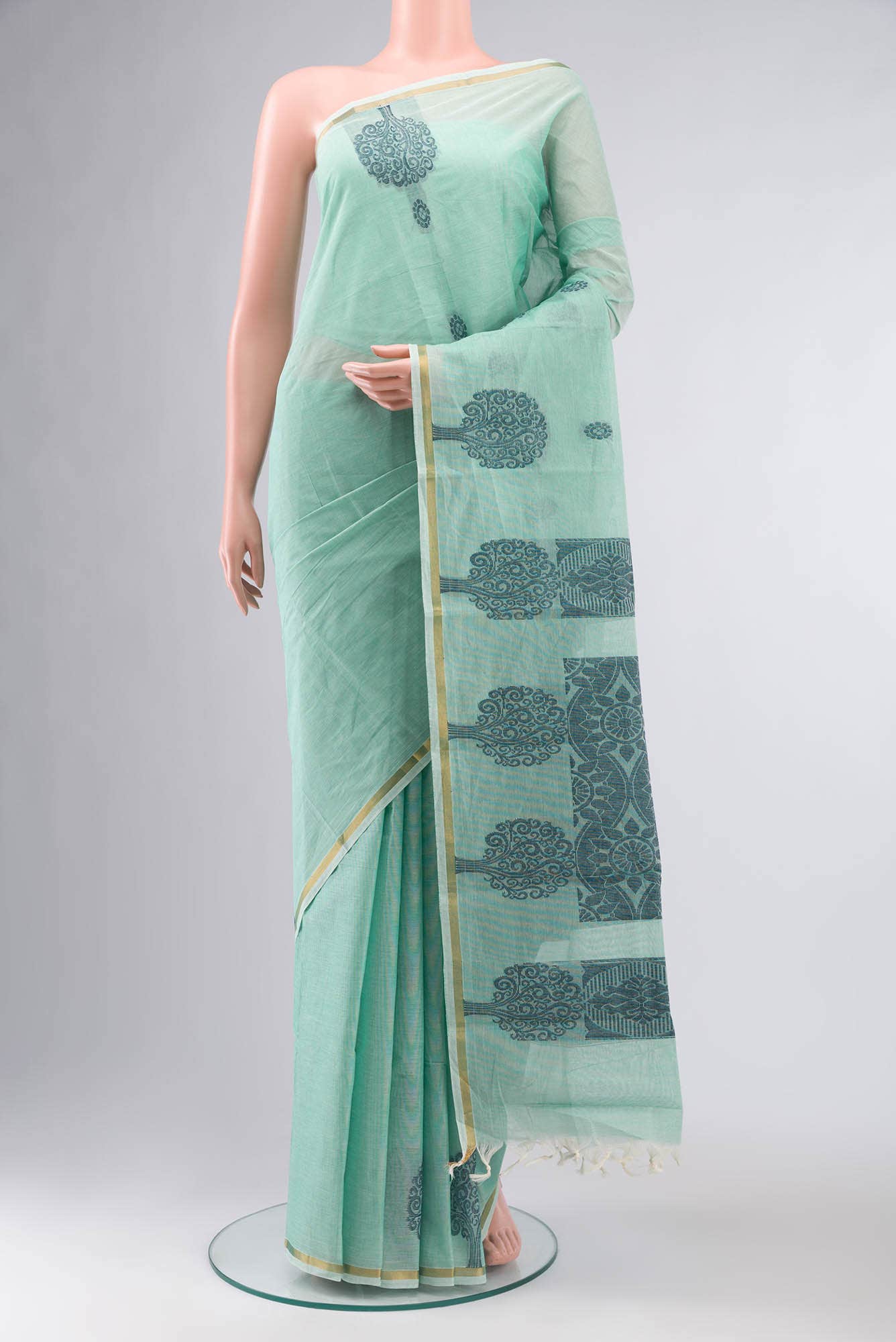 Sea Green Kanchi Cotton Saree