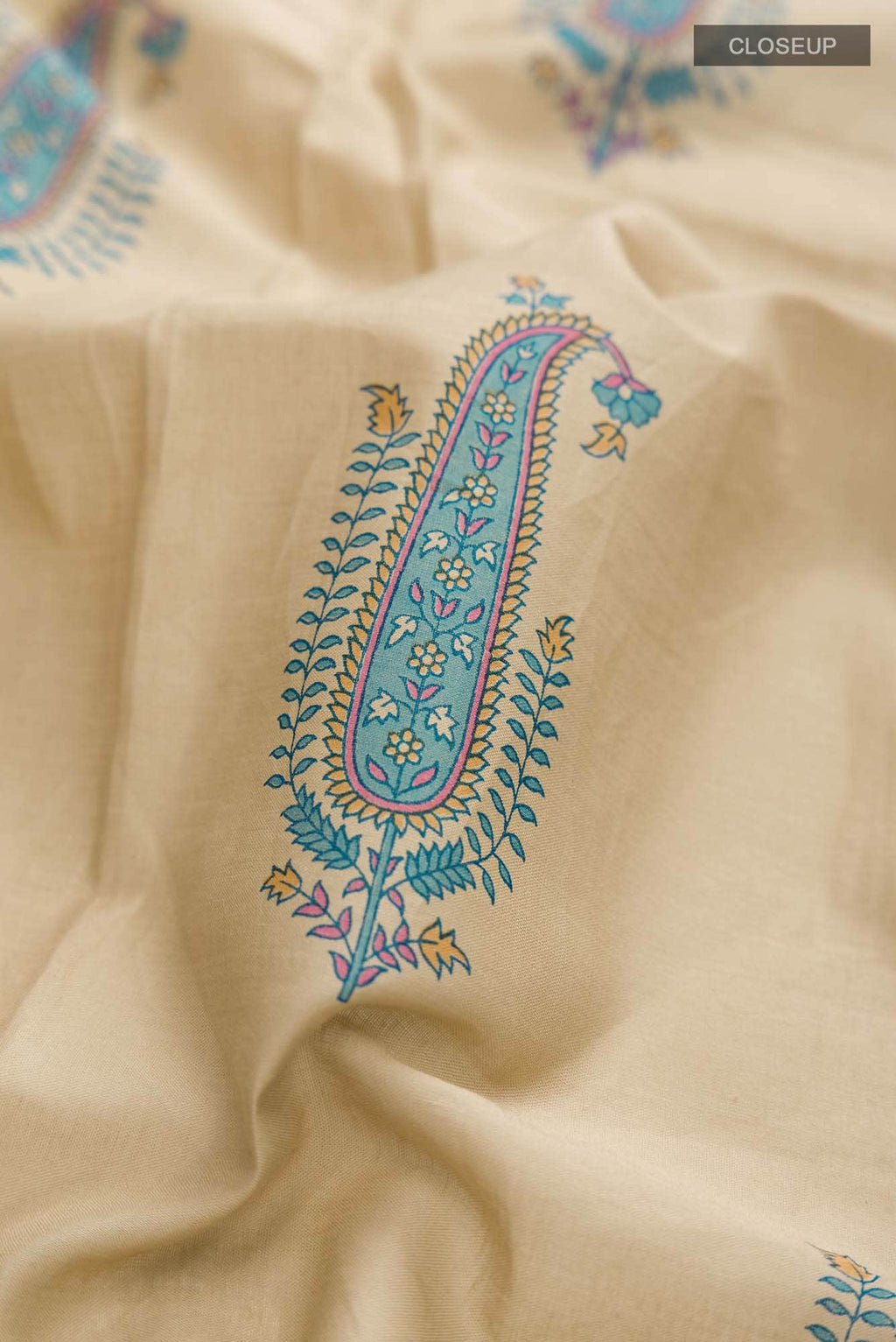 Dark Beige Printed Cotton Saree