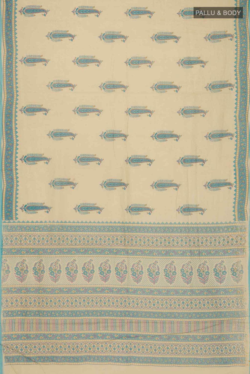 Dark Beige Printed Cotton Saree