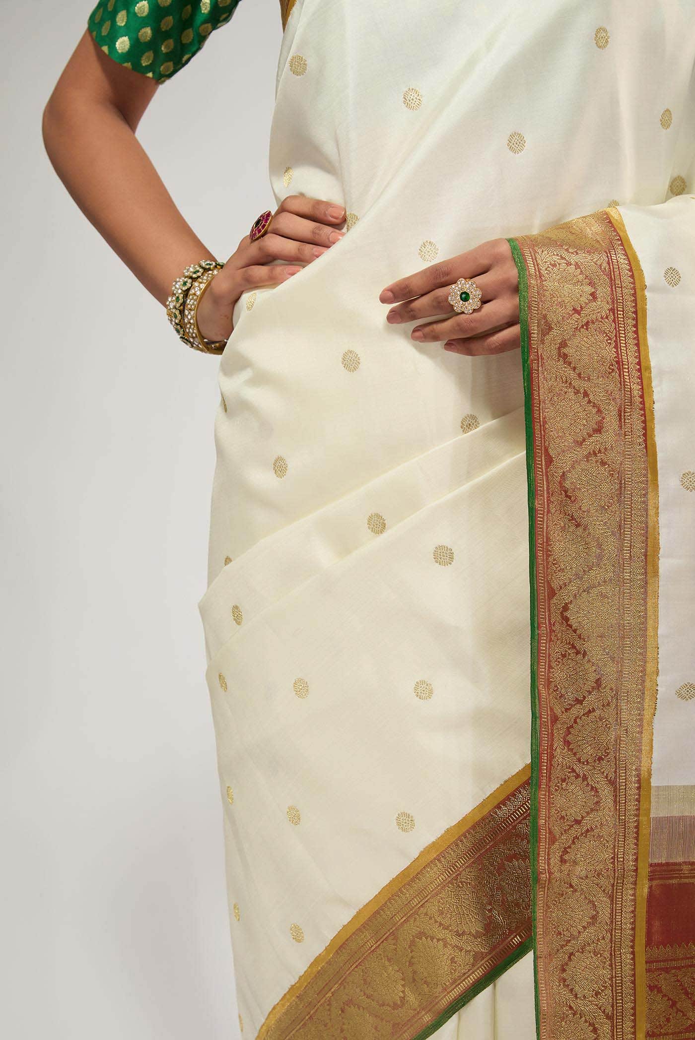 Suvarna-Pure Silk Pure Gold Zari Off White Kanchipuram Saree