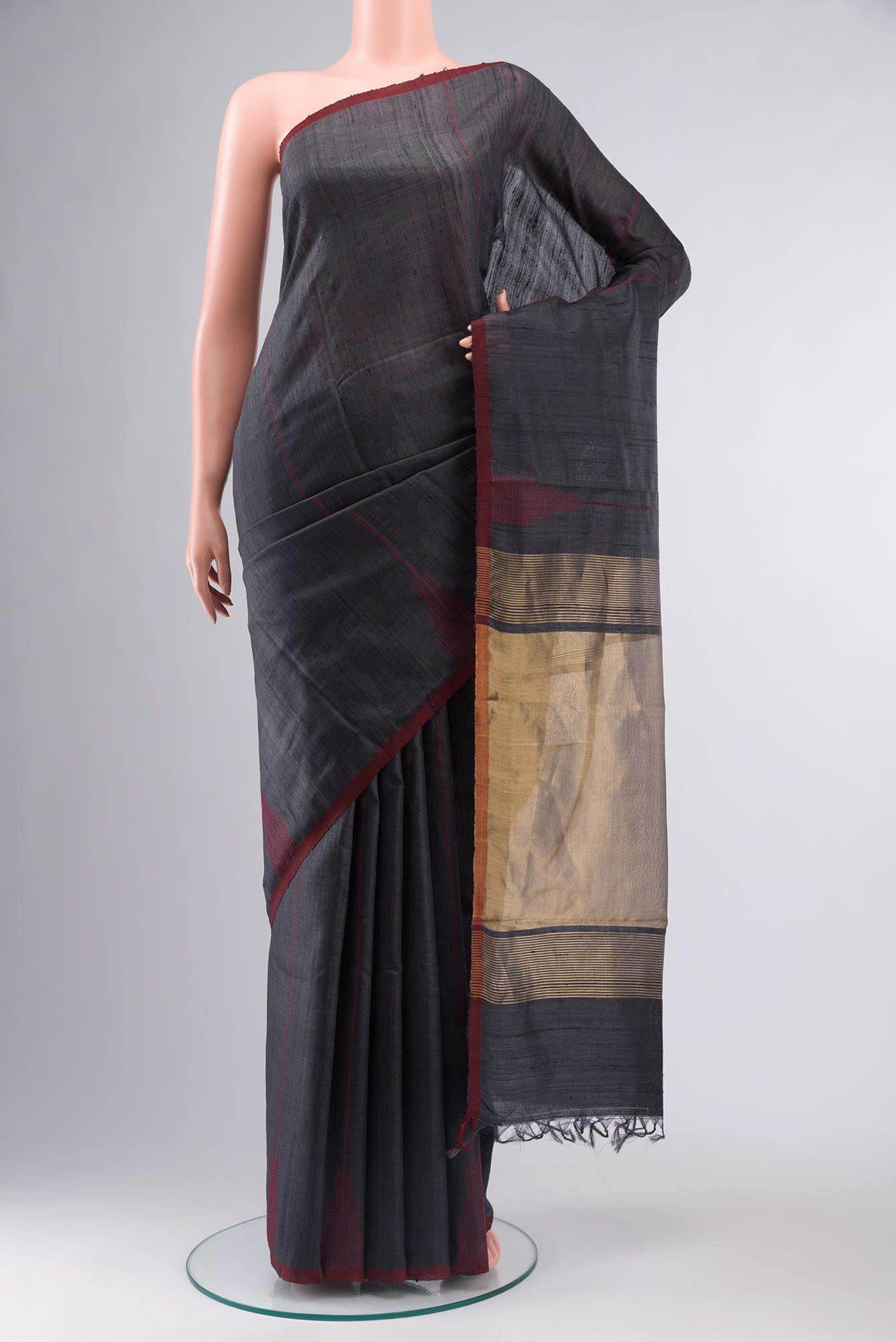 Dusky Diva-Black Tussar Silk Saree