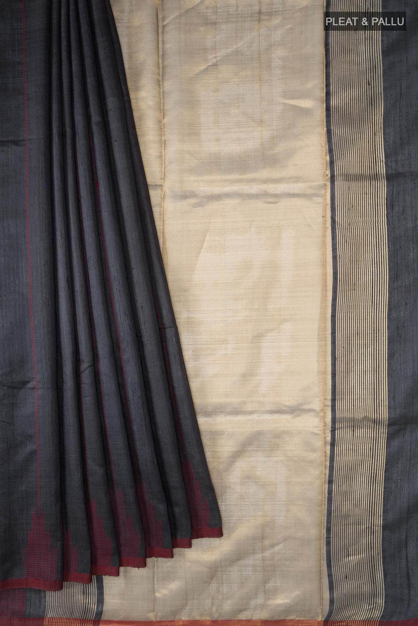 Dusky Diva-Black Tussar Silk Saree