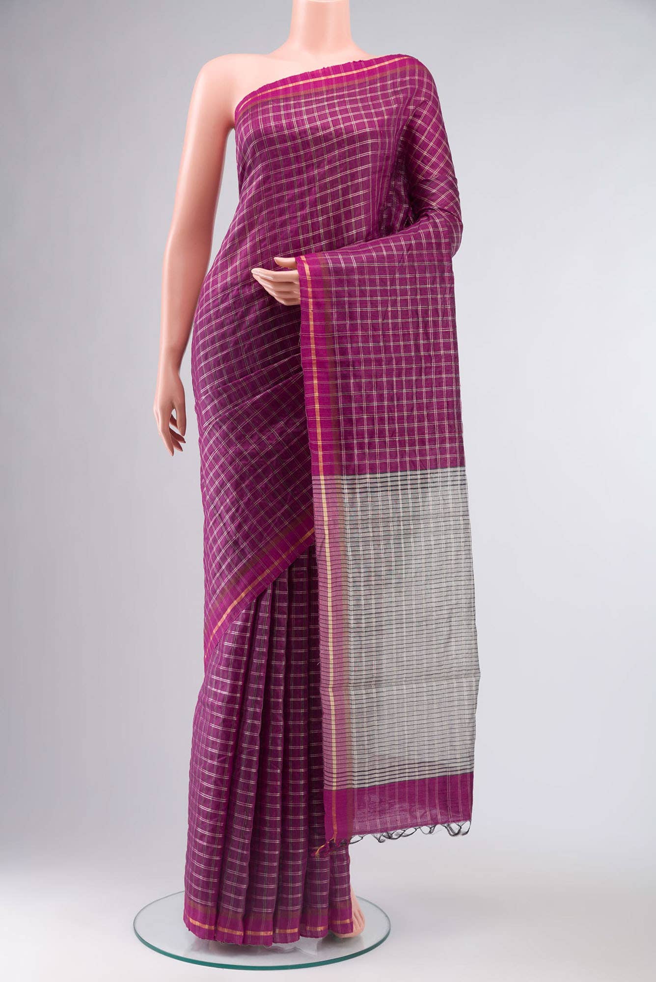 Metallic Magenta-Magenta Bhagalpuri Tussar Silk Saree