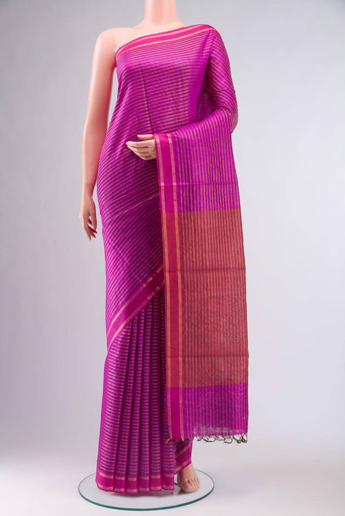 Akira-Dark Pink Bhagalpuri Tussar Silk Saree