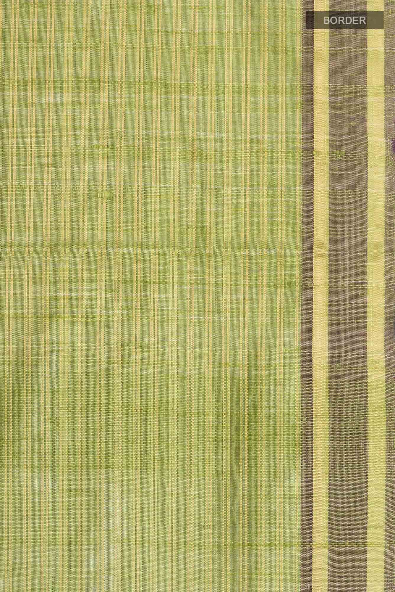 Akira-Olive Green Bhagalpuri Tussar Silk Saree