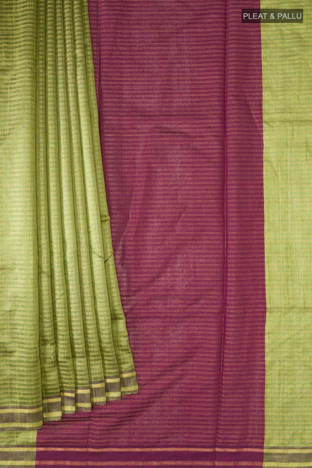 Akira-Olive Green Bhagalpuri Tussar Silk Saree