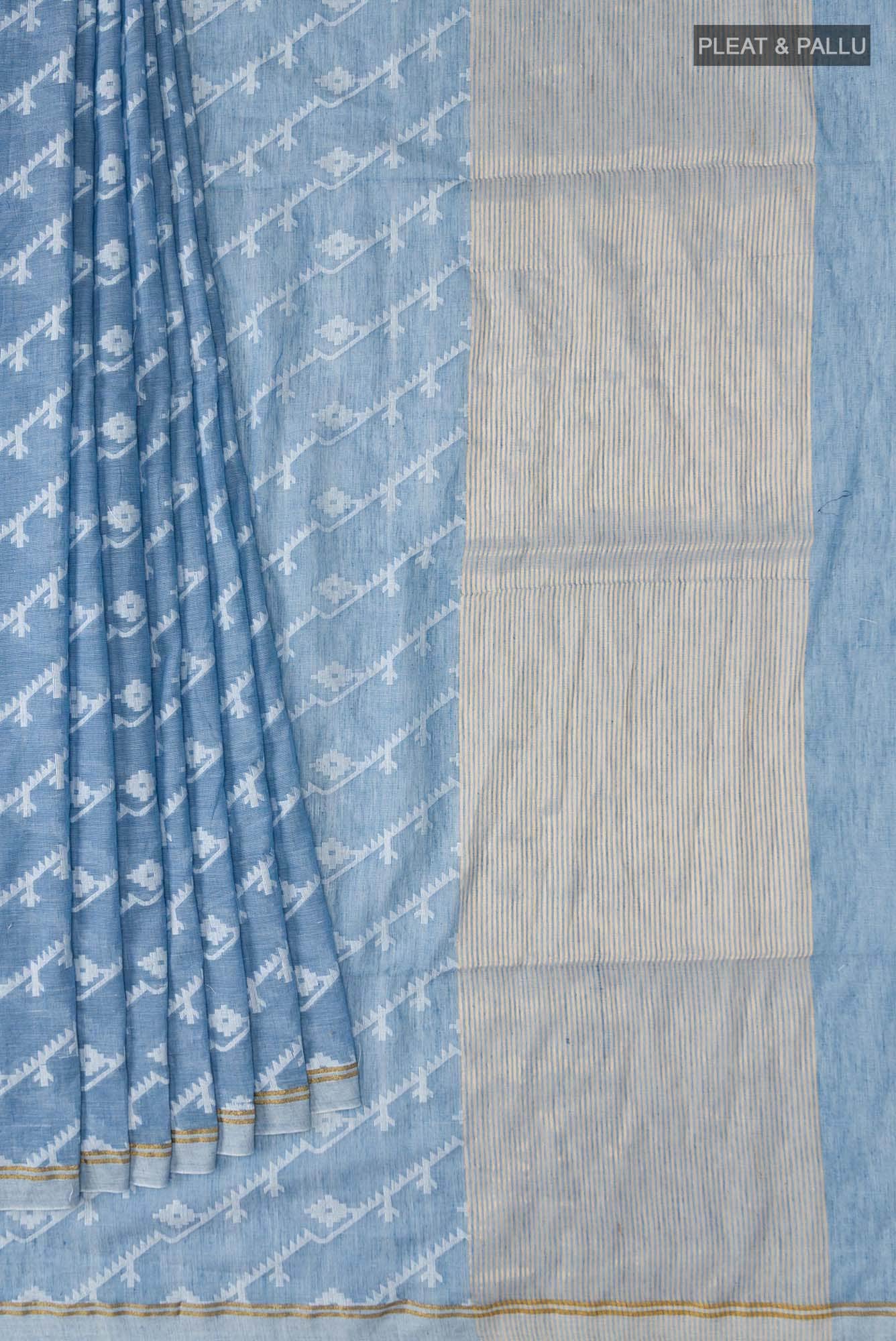 Bimala-Dusty Blue Bengal Cotton Saree