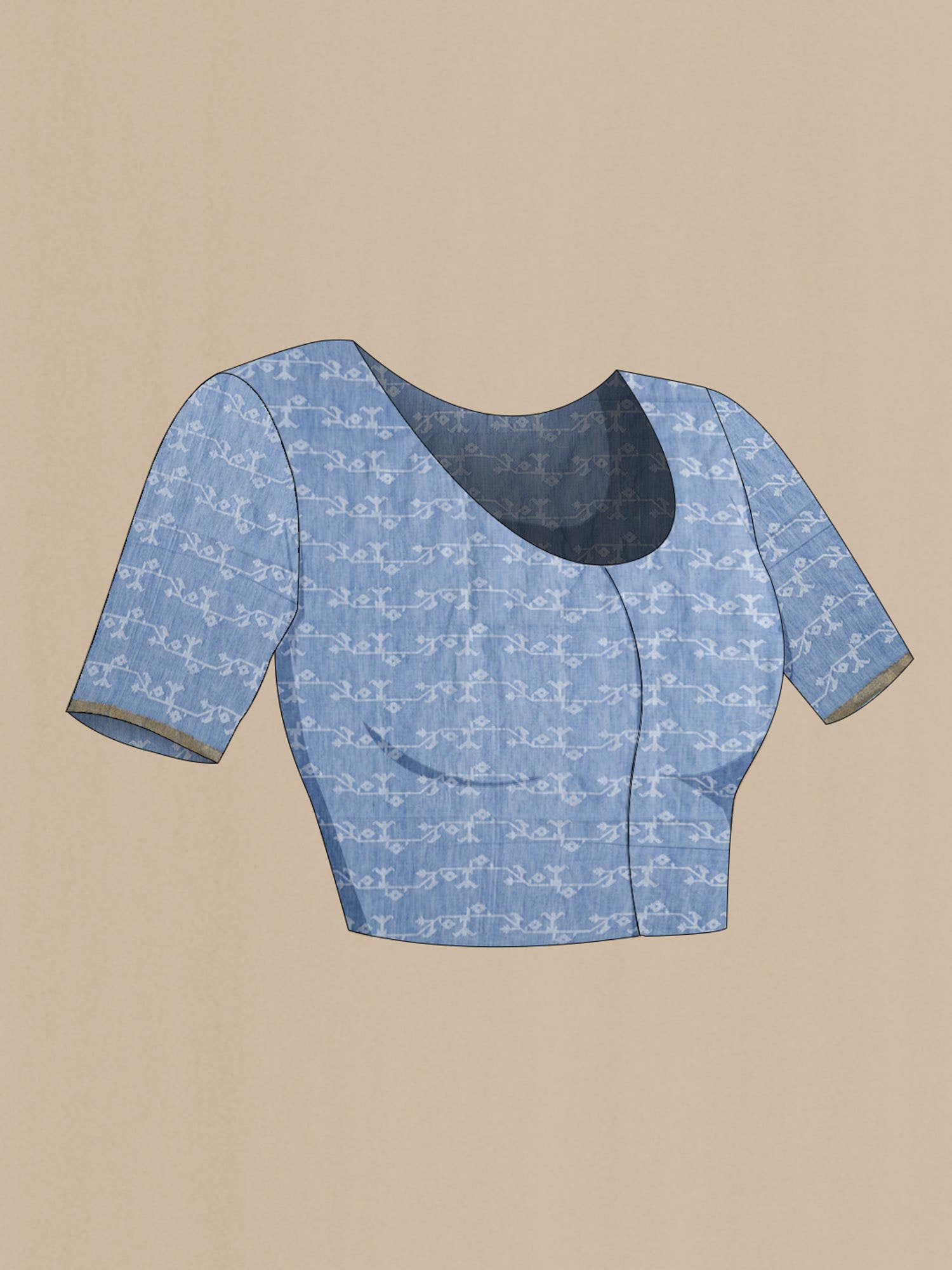 Kadambini-Dusty Blue Bengal Cotton Saree
