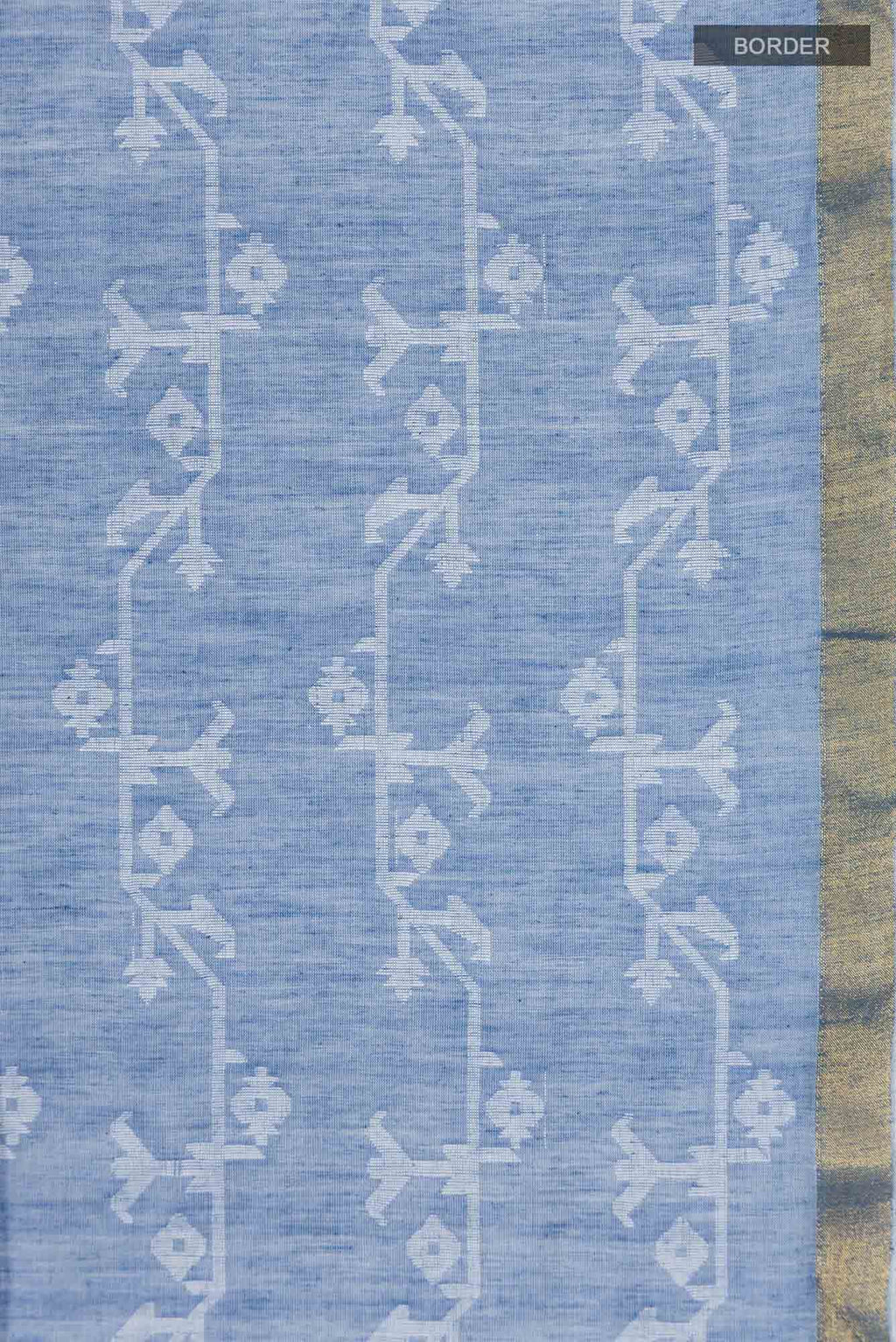 Kadambini-Dusty Blue Bengal Cotton Saree