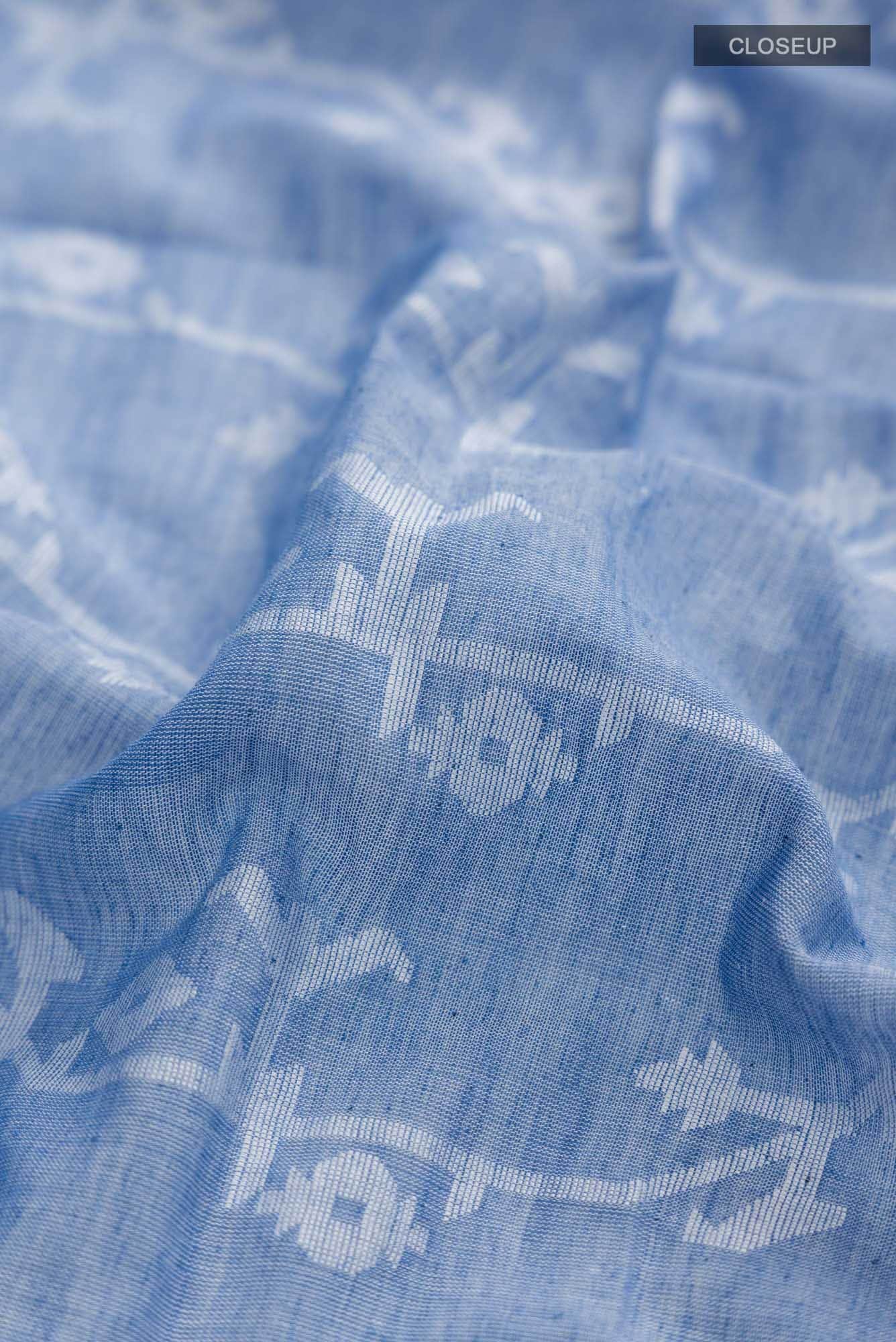 Kadambini-Dusty Blue Bengal Cotton Saree