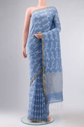 Kadambini-Dusty Blue Bengal Cotton Saree