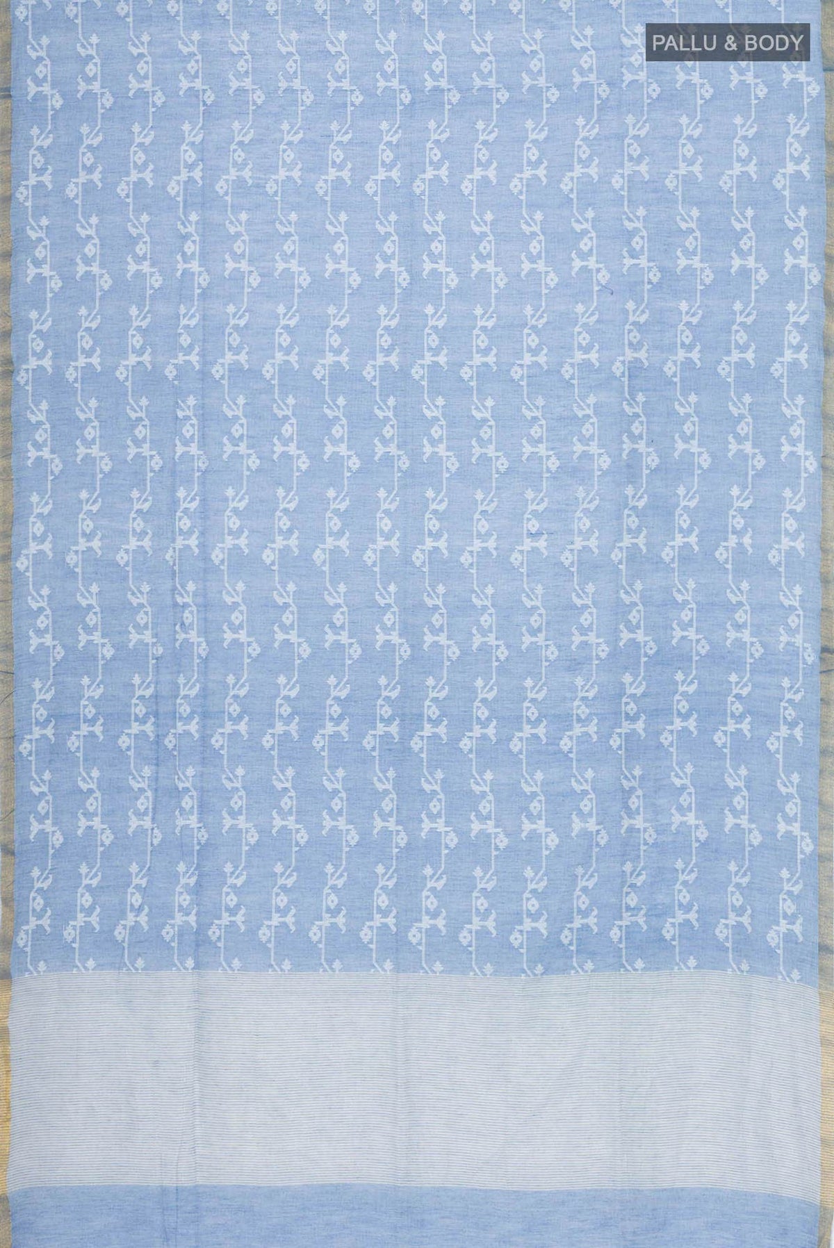 Kadambini-Dusty Blue Bengal Cotton Saree