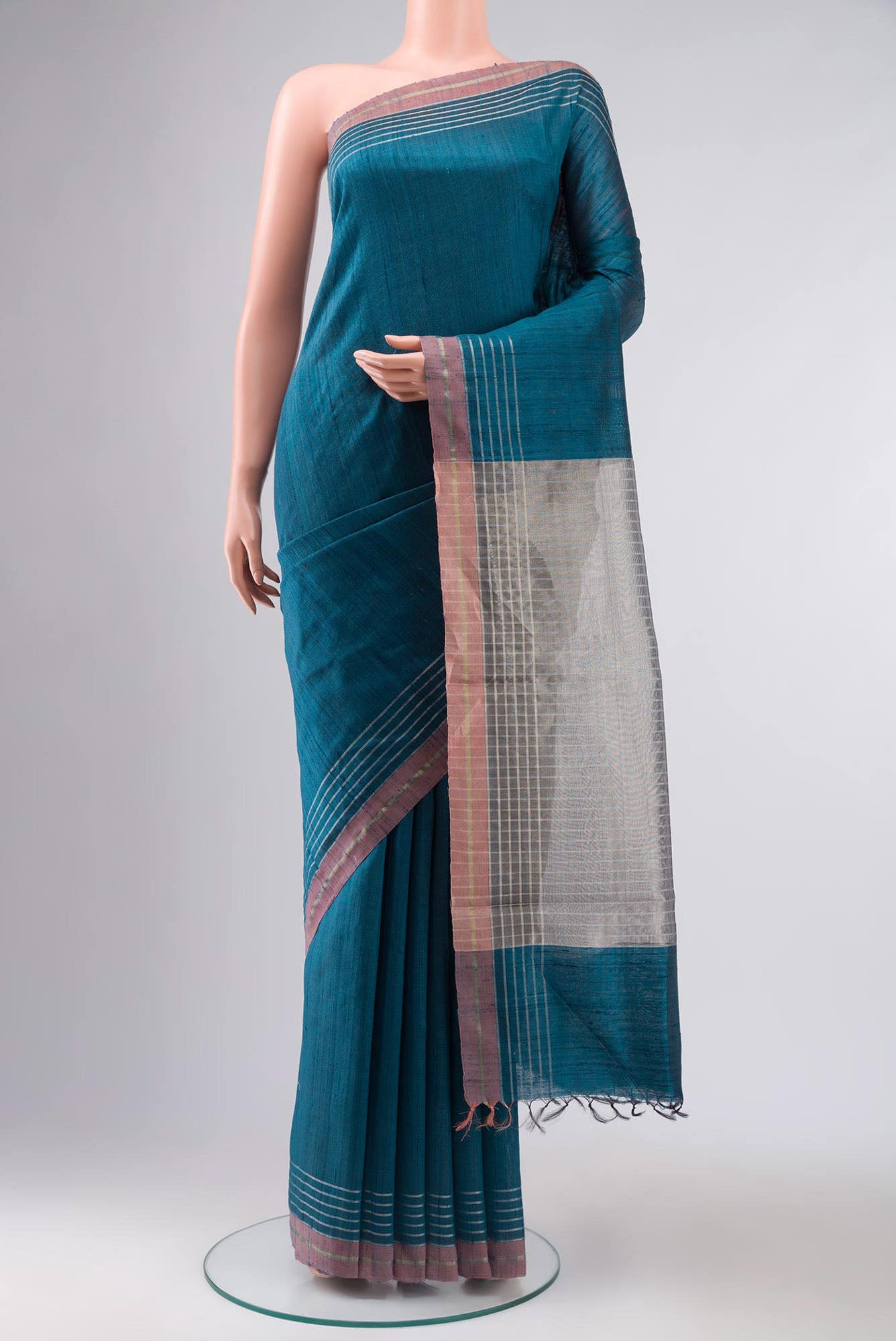 Bhavi-Teal Bhagalpuri Tussar Silk Saree