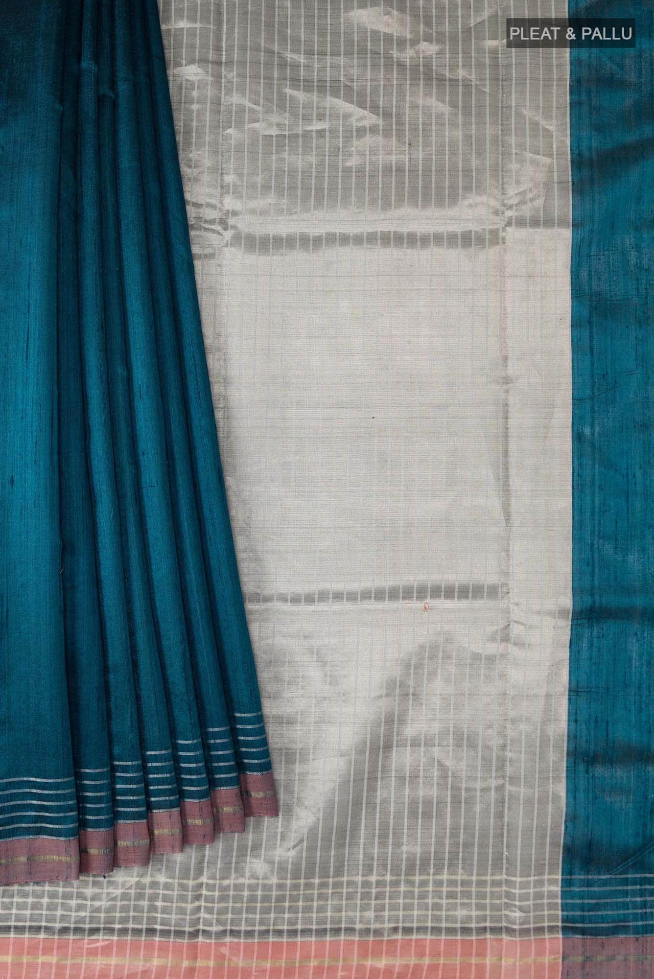 Bhavi-Teal Bhagalpuri Tussar Silk Saree