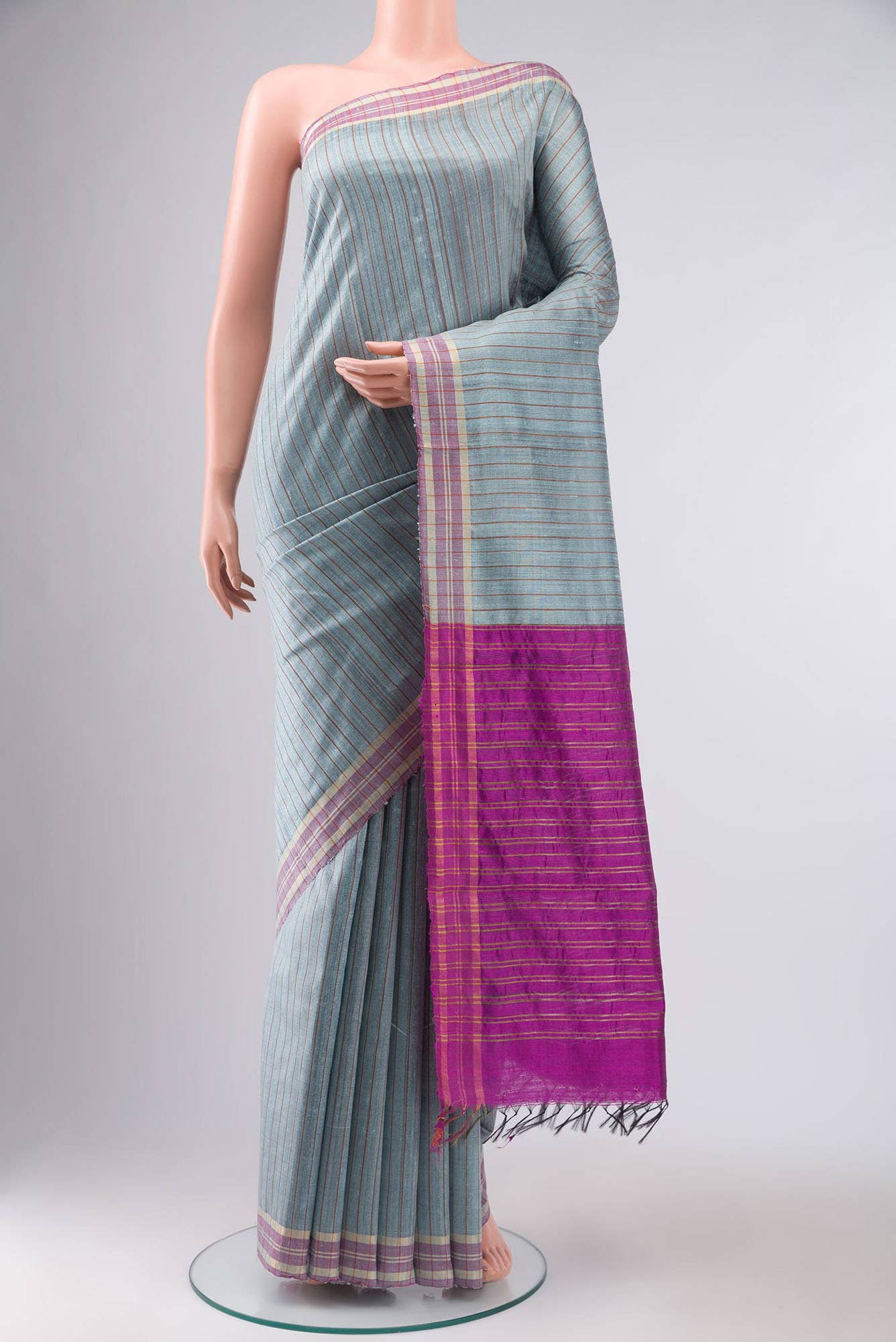 Avni-Blue Grey Bhagalpuri Tussar Silk Saree