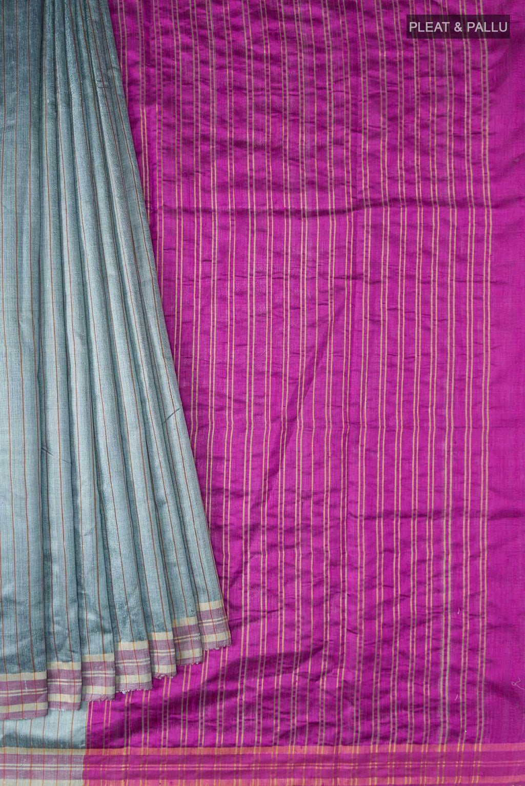 Avni-Blue Grey Bhagalpuri Tussar Silk Saree