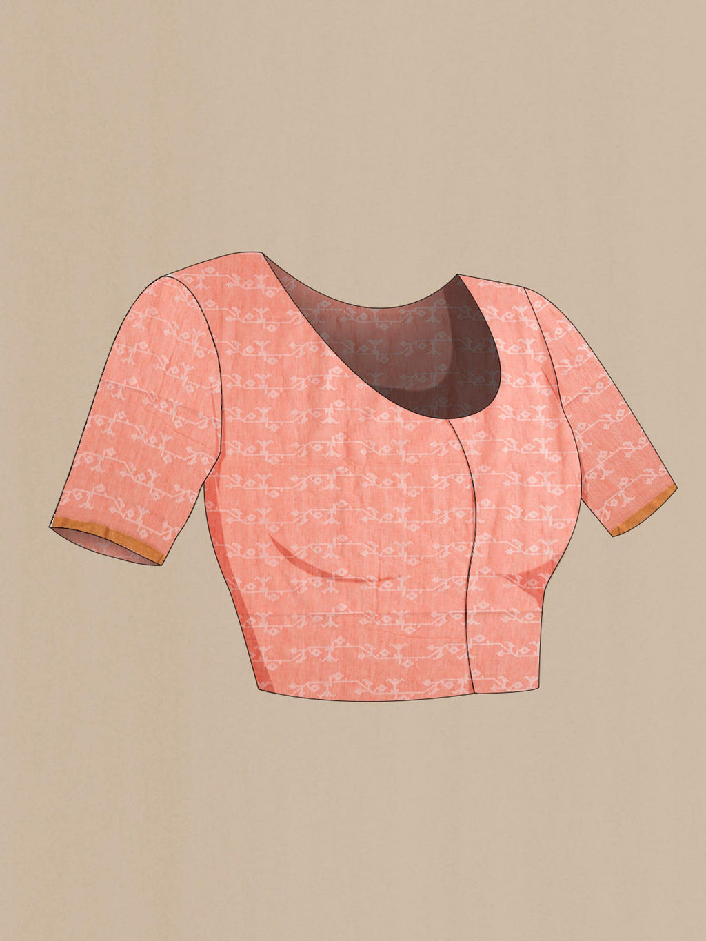 Kadambini-Peach Bengal Cotton Saree