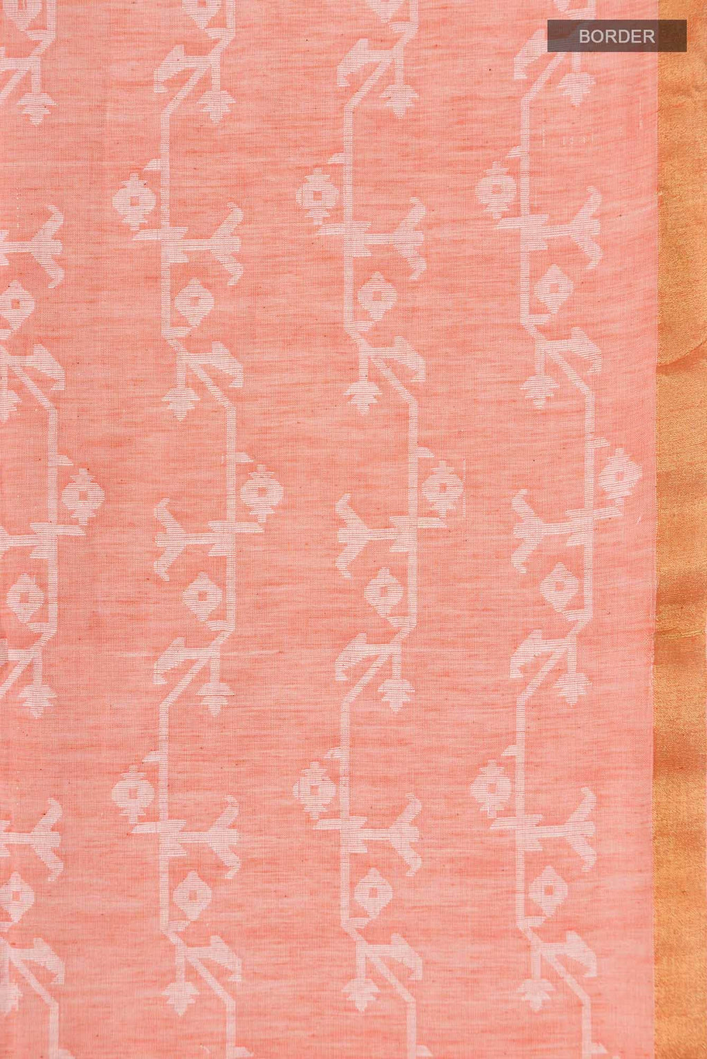 Kadambini-Peach Bengal Cotton Saree