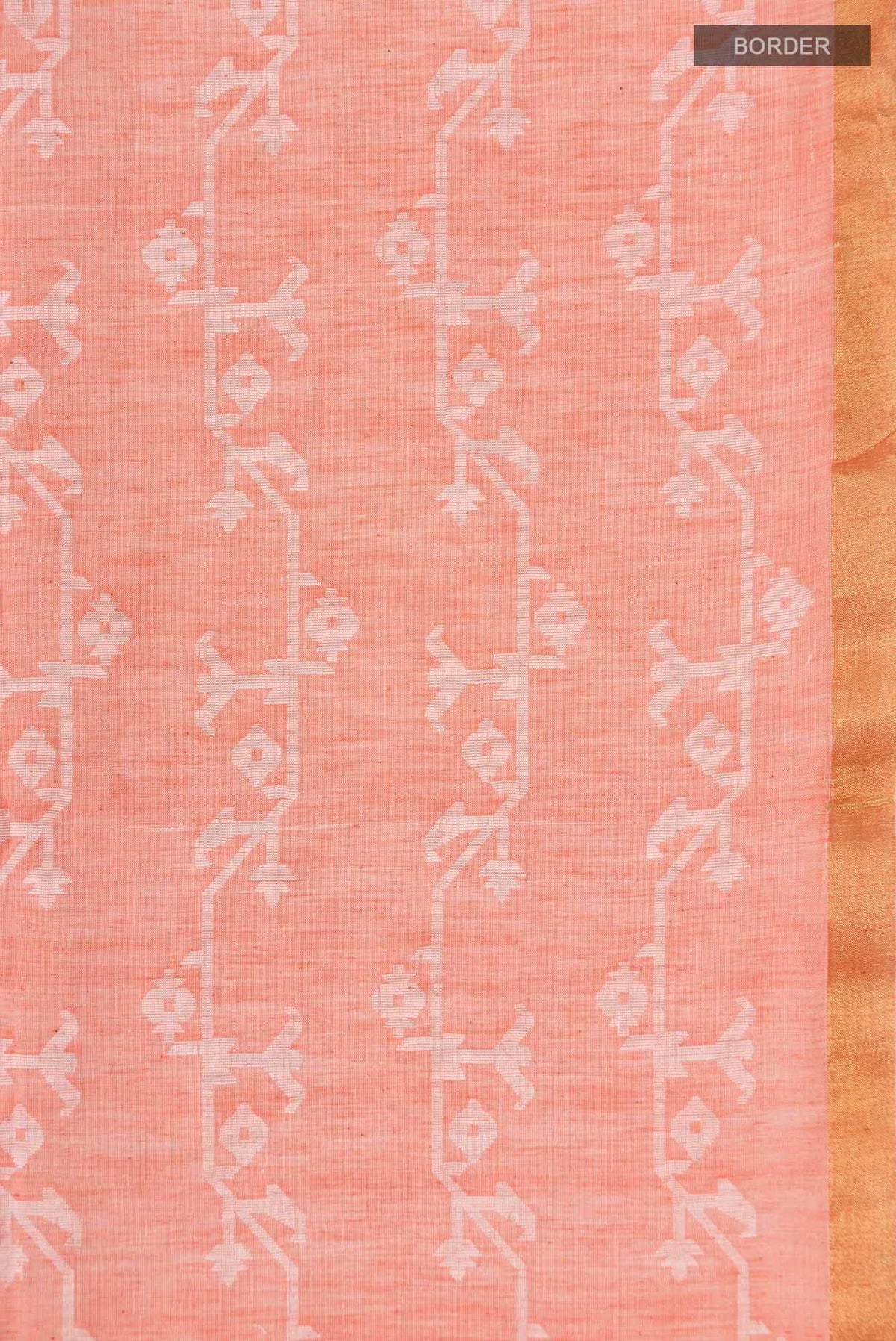 Kadambini-Peach Bengal Cotton Saree