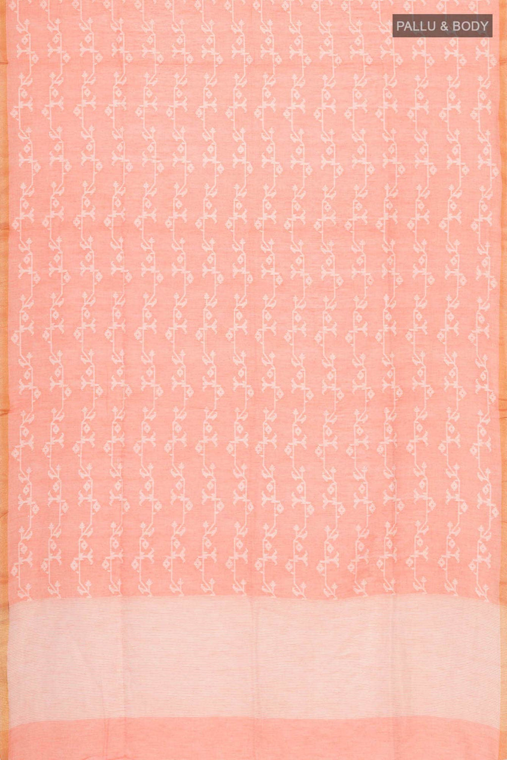 Kadambini-Peach Bengal Cotton Saree