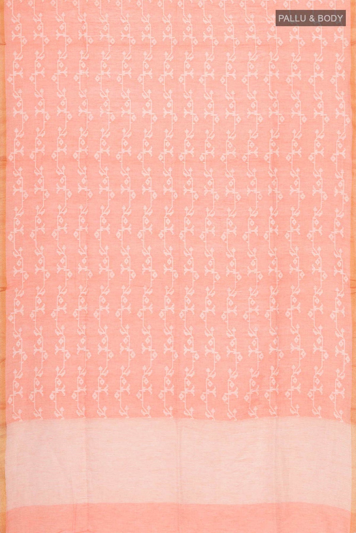 Kadambini-Peach Bengal Cotton Saree