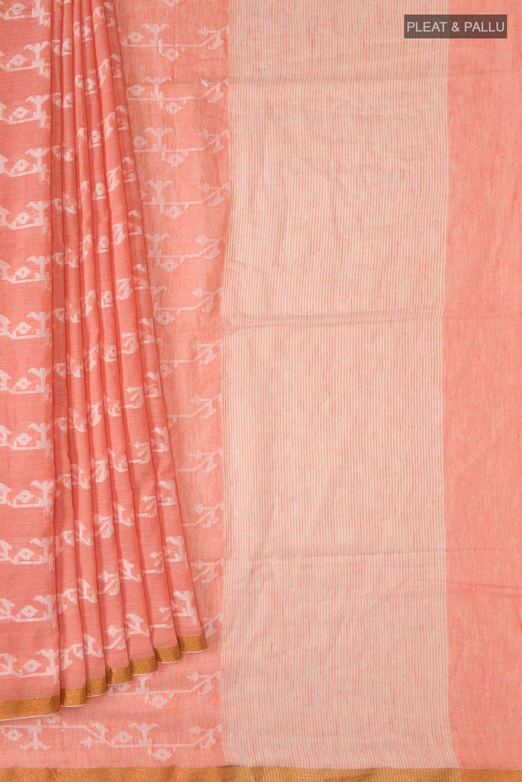 Kadambini-Peach Bengal Cotton Saree