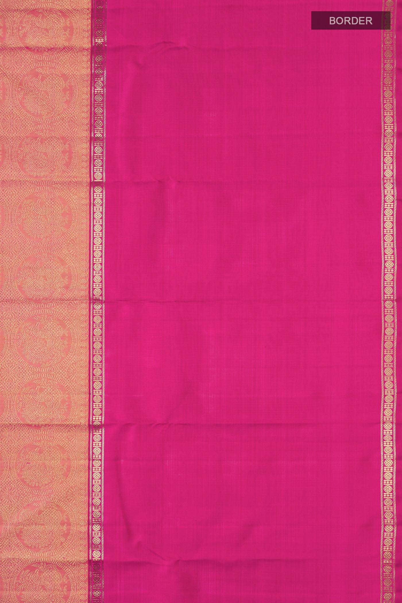 Nritya-Pure Silk Pure Gold Zari Yellow with Pink Dual Tone Kanchipuram Saree