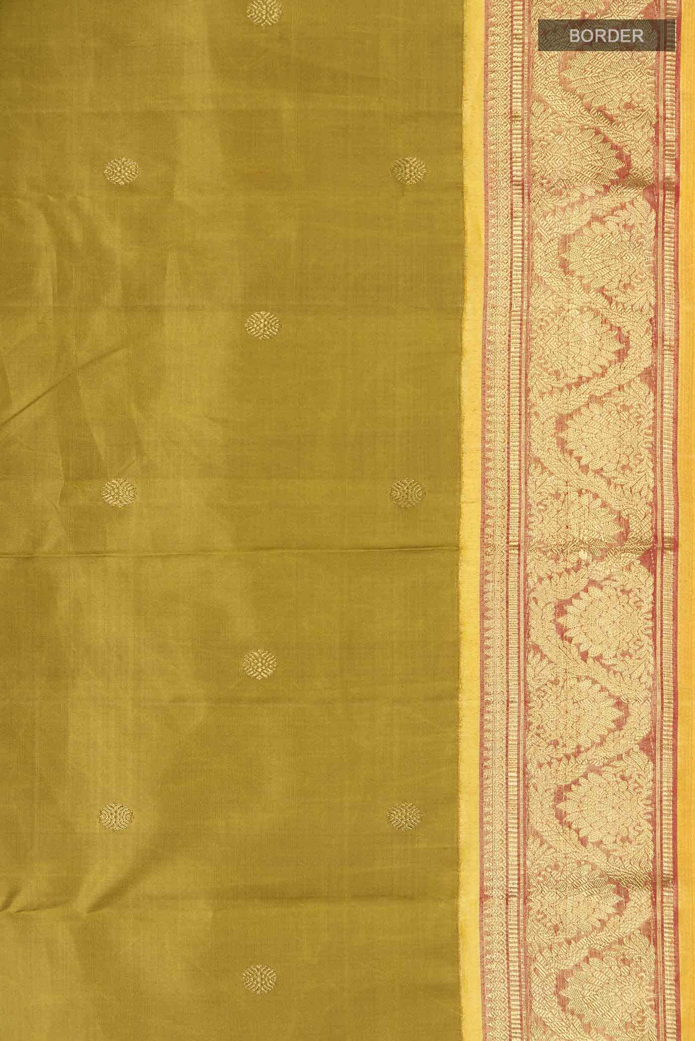 Suvarna-Pure Silk Pure Gold Zari Olive Green Kanchipuram Saree