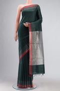 Bhavi-Bottle Green Bhagalpuri Tussar Silk Saree