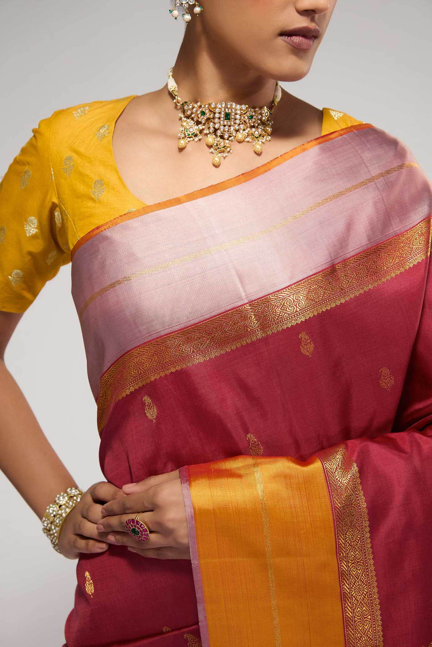 Varnika-Pure Silk Pure Gold Zari Red Kanchipuram Saree