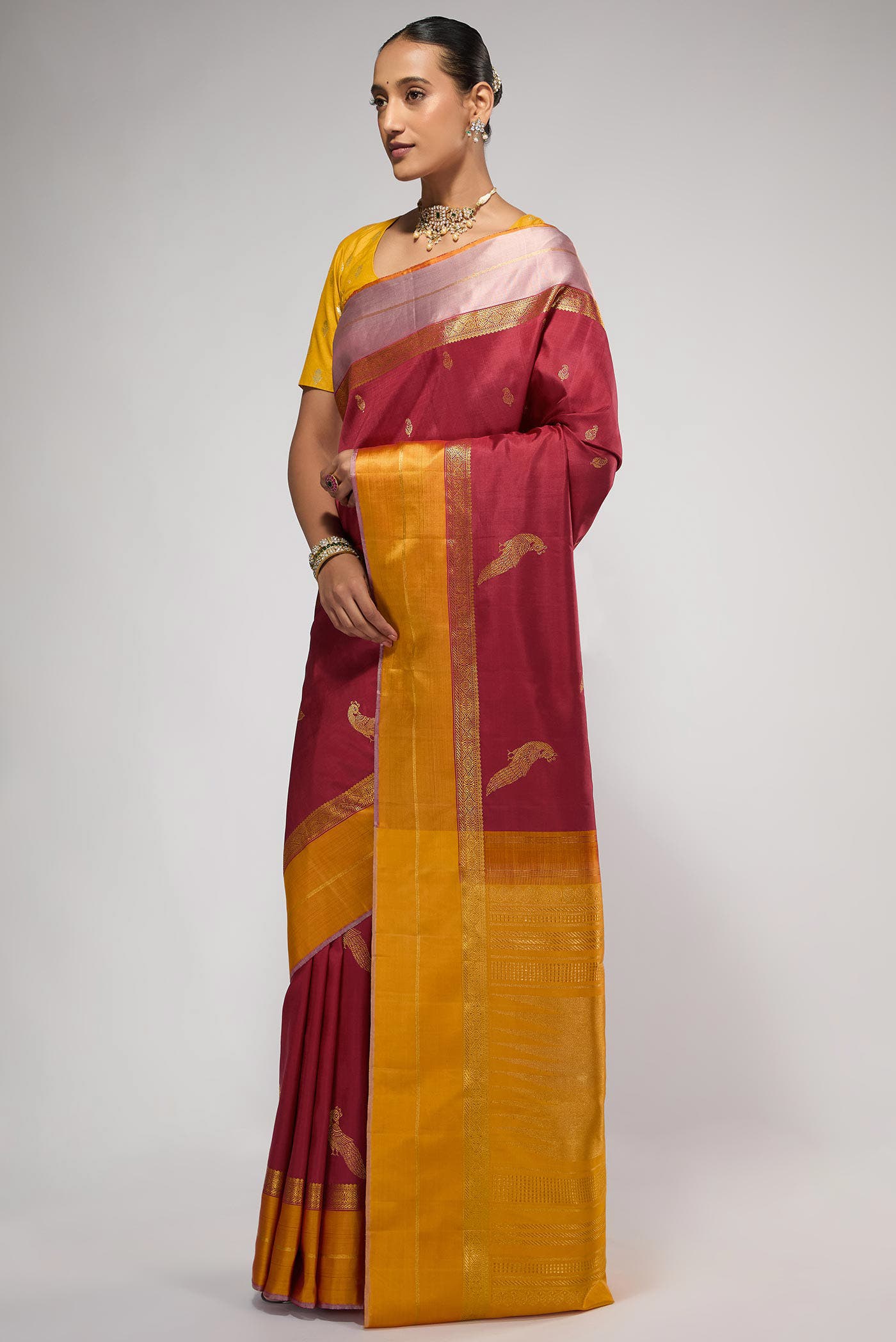 Varnika-Pure Silk Pure Gold Zari Red Kanchipuram Saree