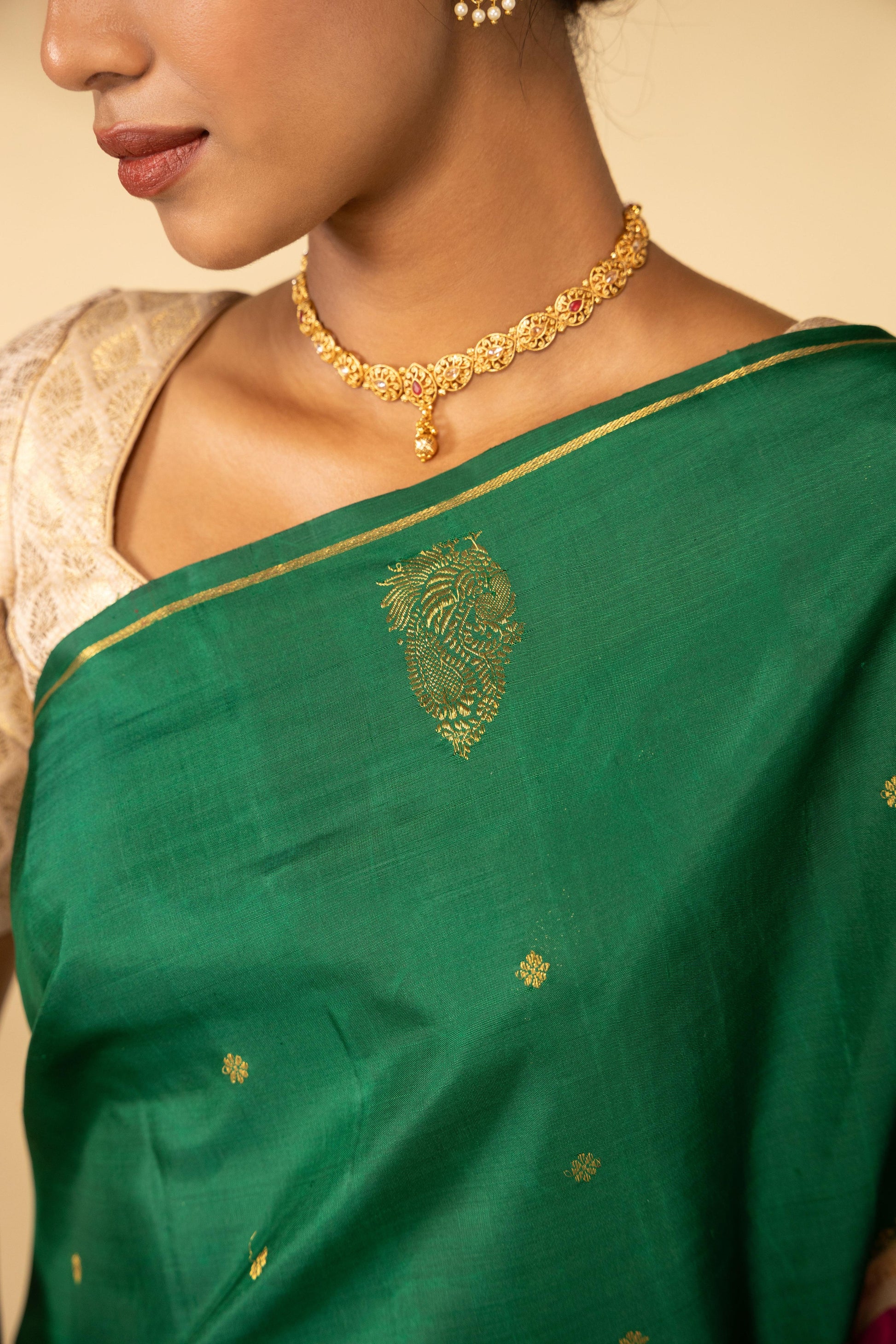 Bhagyamayil-Muppagam Kanchipuram Silk Saree