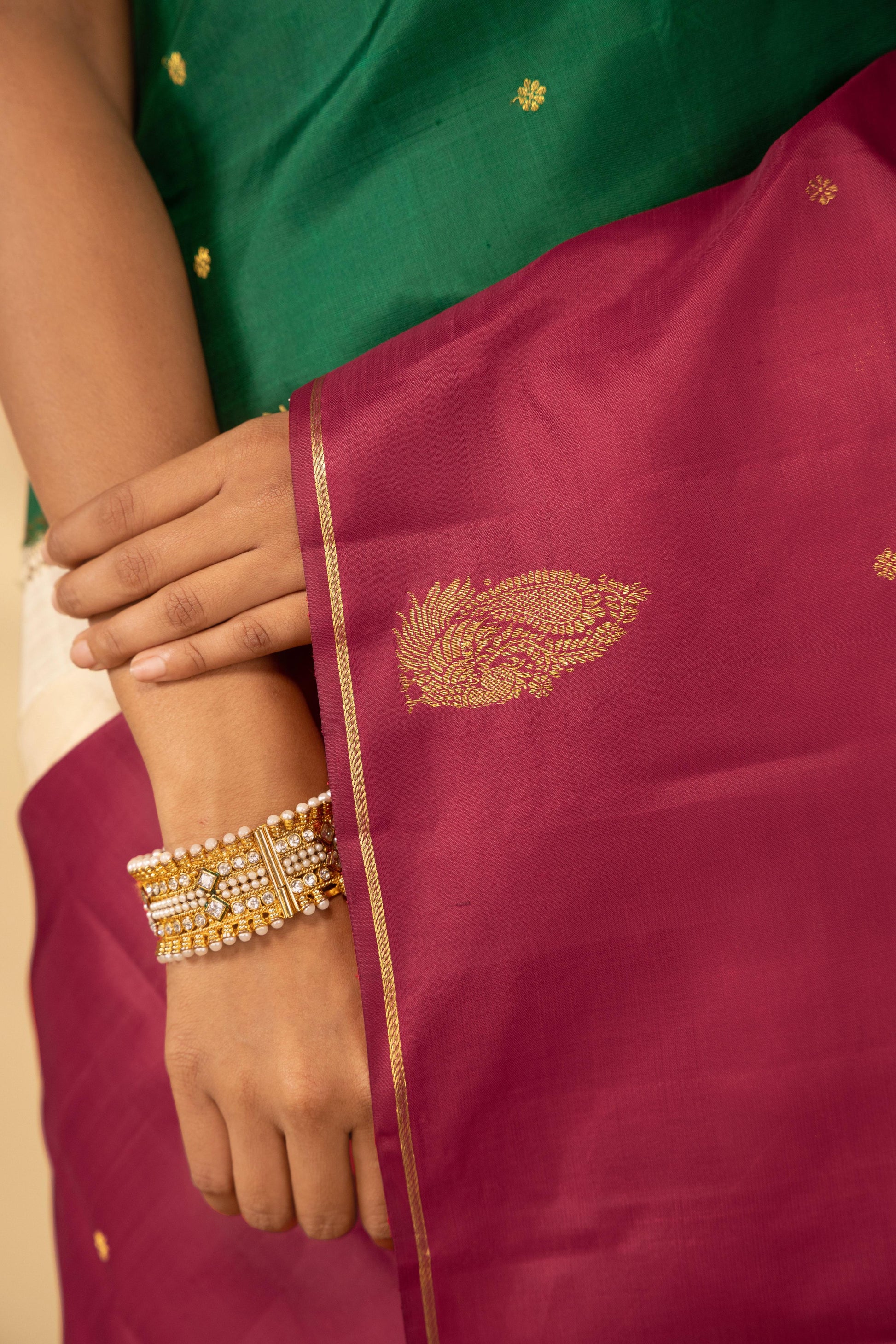 Bhagyamayil-Muppagam Kanchipuram Silk Saree