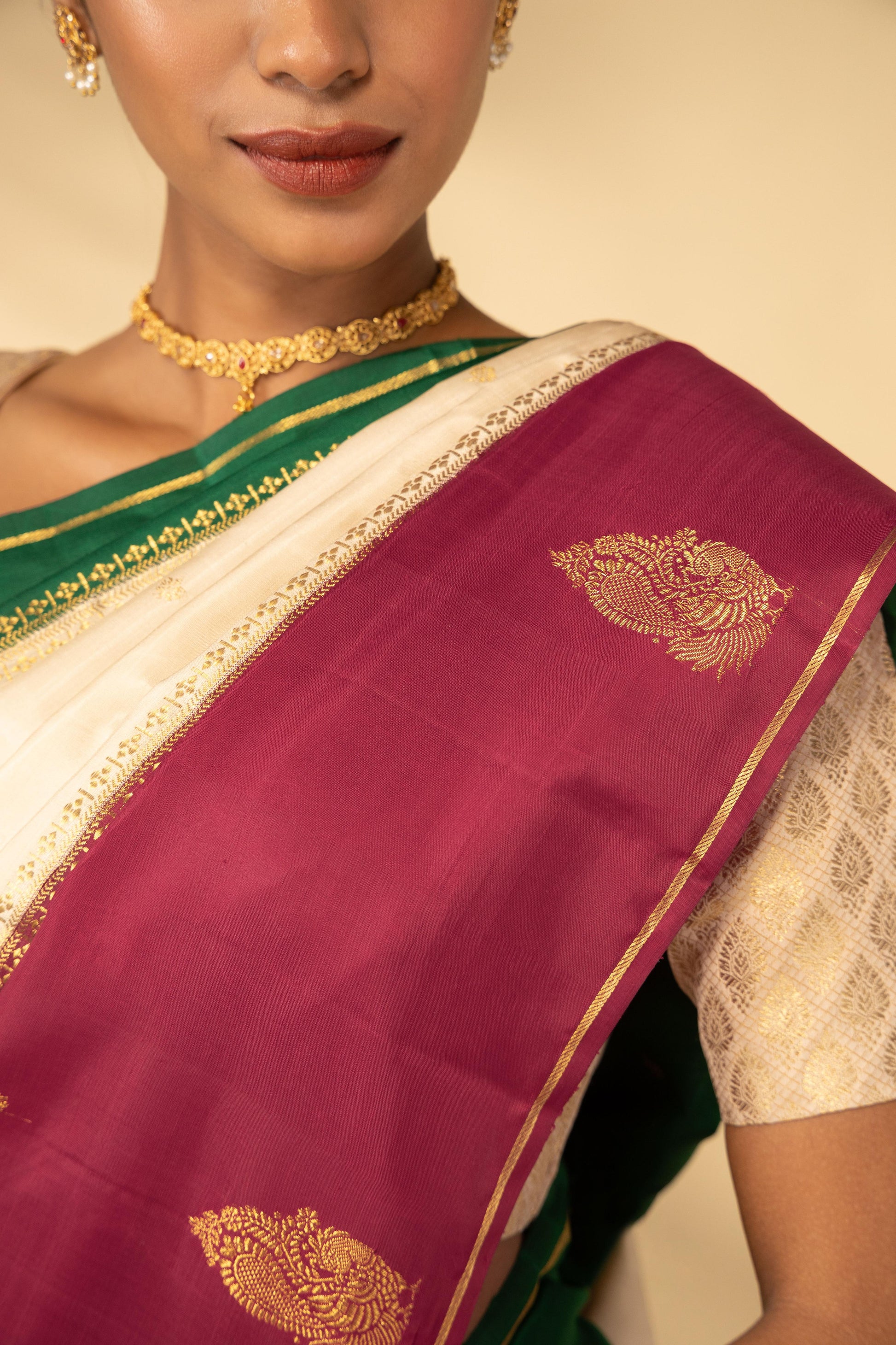 Bhagyamayil-Muppagam Kanchipuram Silk Saree