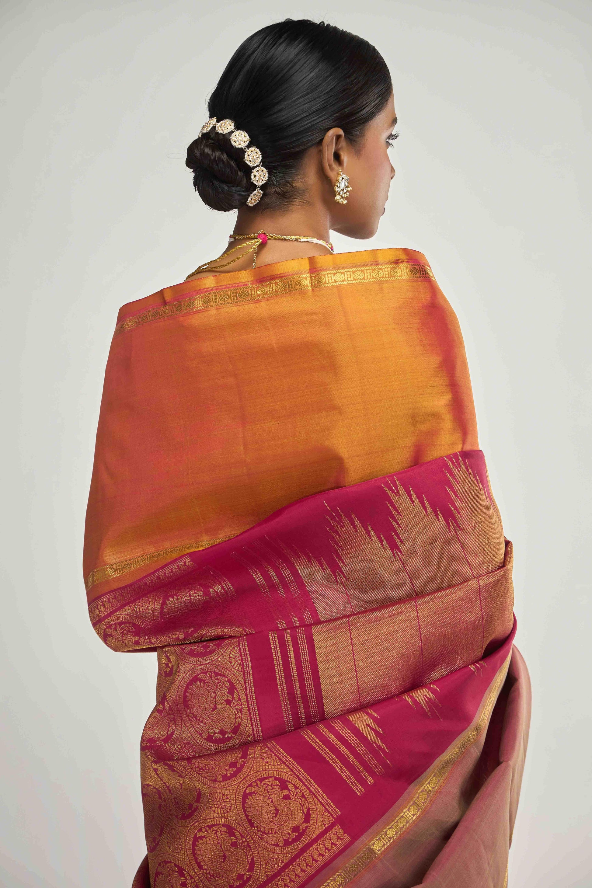 Nritya-Pure Silk Pure Gold Zari Arraku Red Kanchipuram Saree