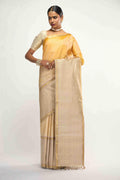 Nritya-Pure Silk Pure Gold Zari Off White Kanchipuram Saree