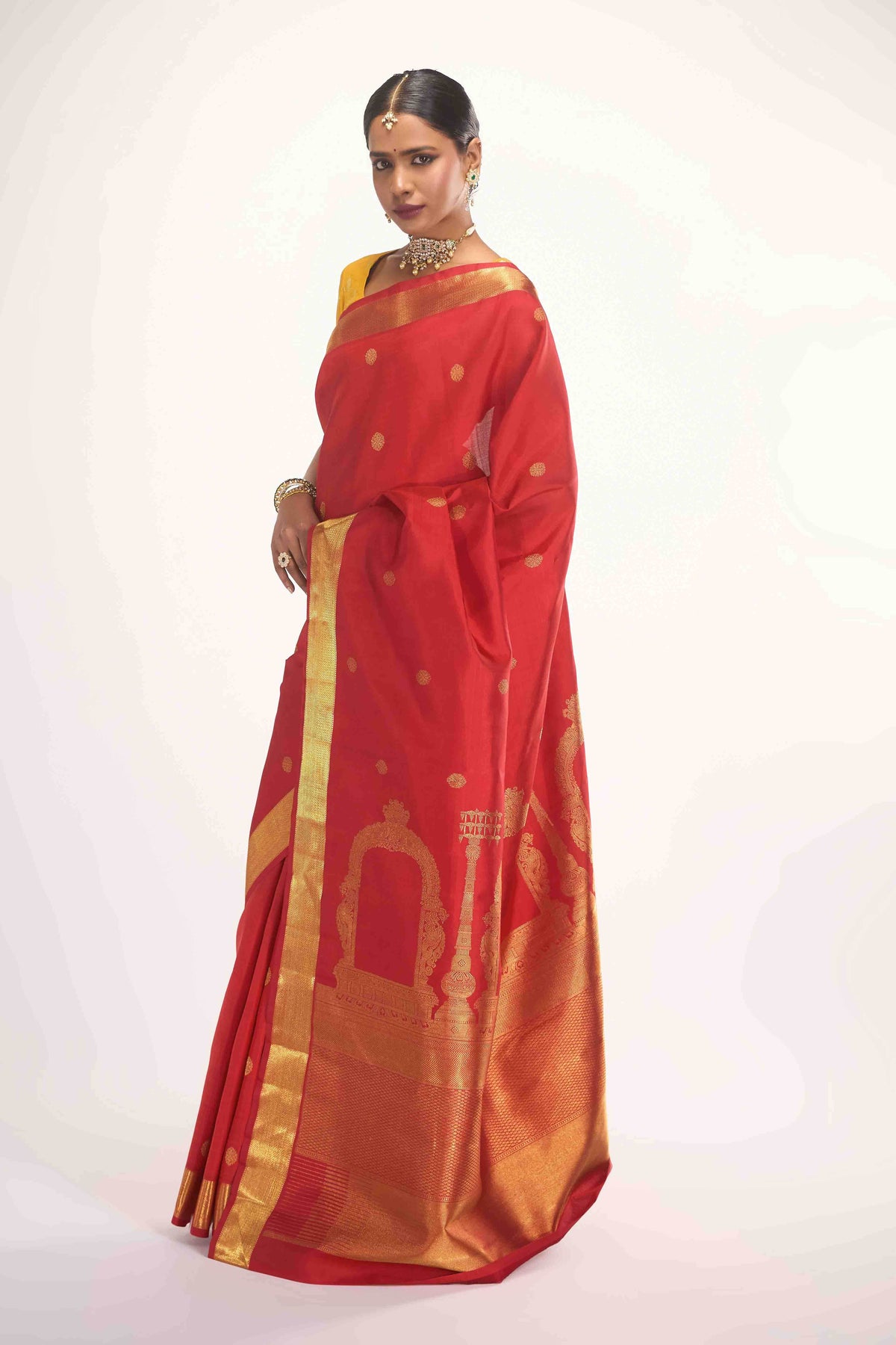 Thiruvakshi-Pure Silk Pure Gold Zari Red Kanchipuram Saree