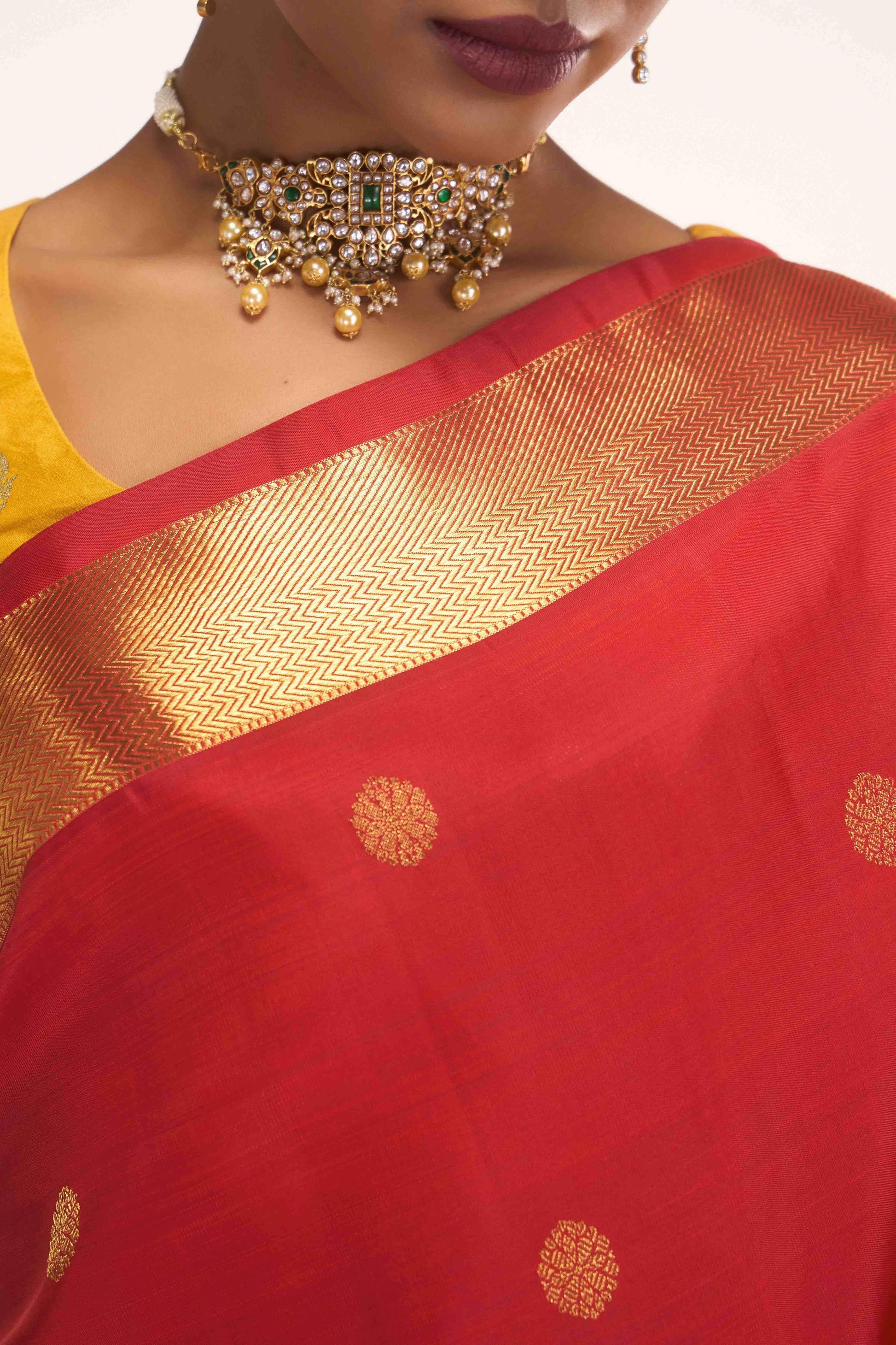 Thiruvakshi-Pure Silk Pure Gold Zari Red Kanchipuram Saree