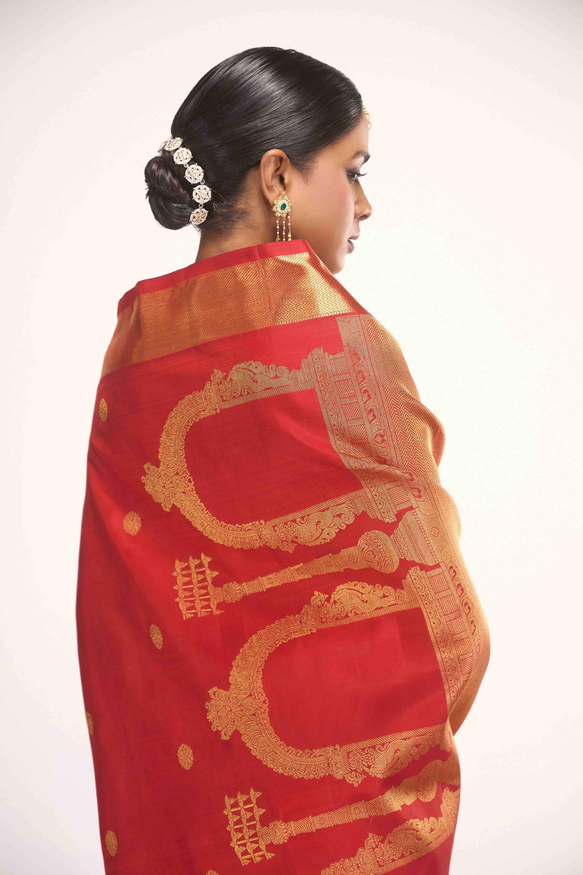 Thiruvakshi-Pure Silk Pure Gold Zari Red Kanchipuram Saree