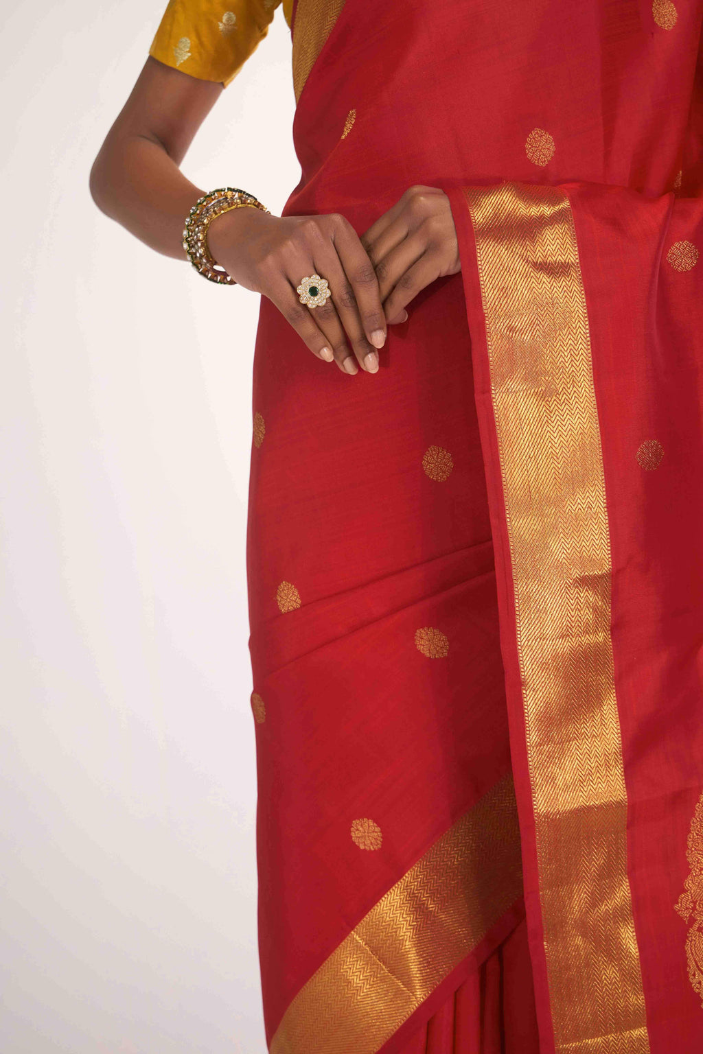 Thiruvakshi-Pure Silk Pure Gold Zari Red Kanchipuram Saree