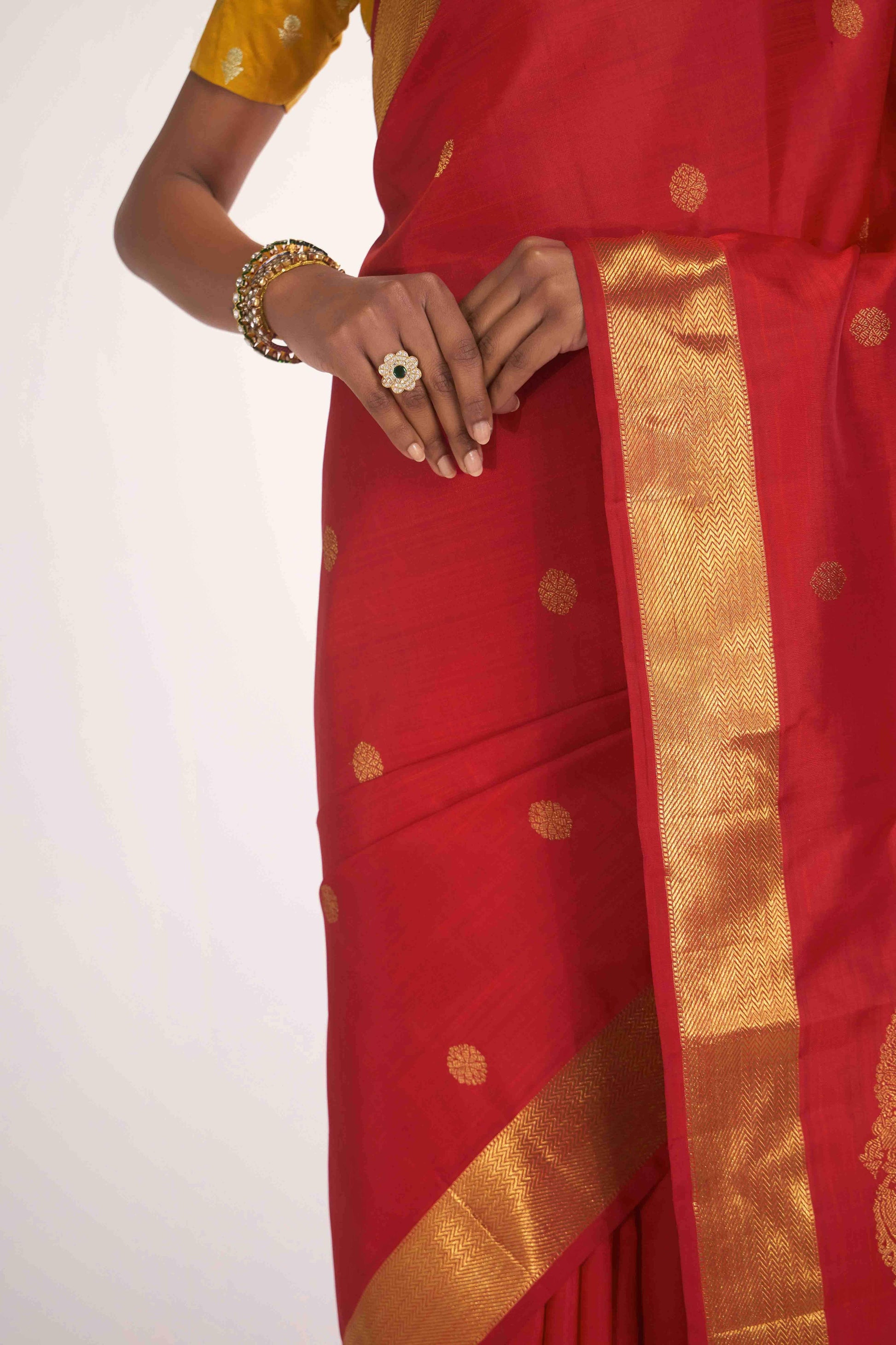 Thiruvakshi-Pure Silk Pure Gold Zari Red Kanchipuram Saree