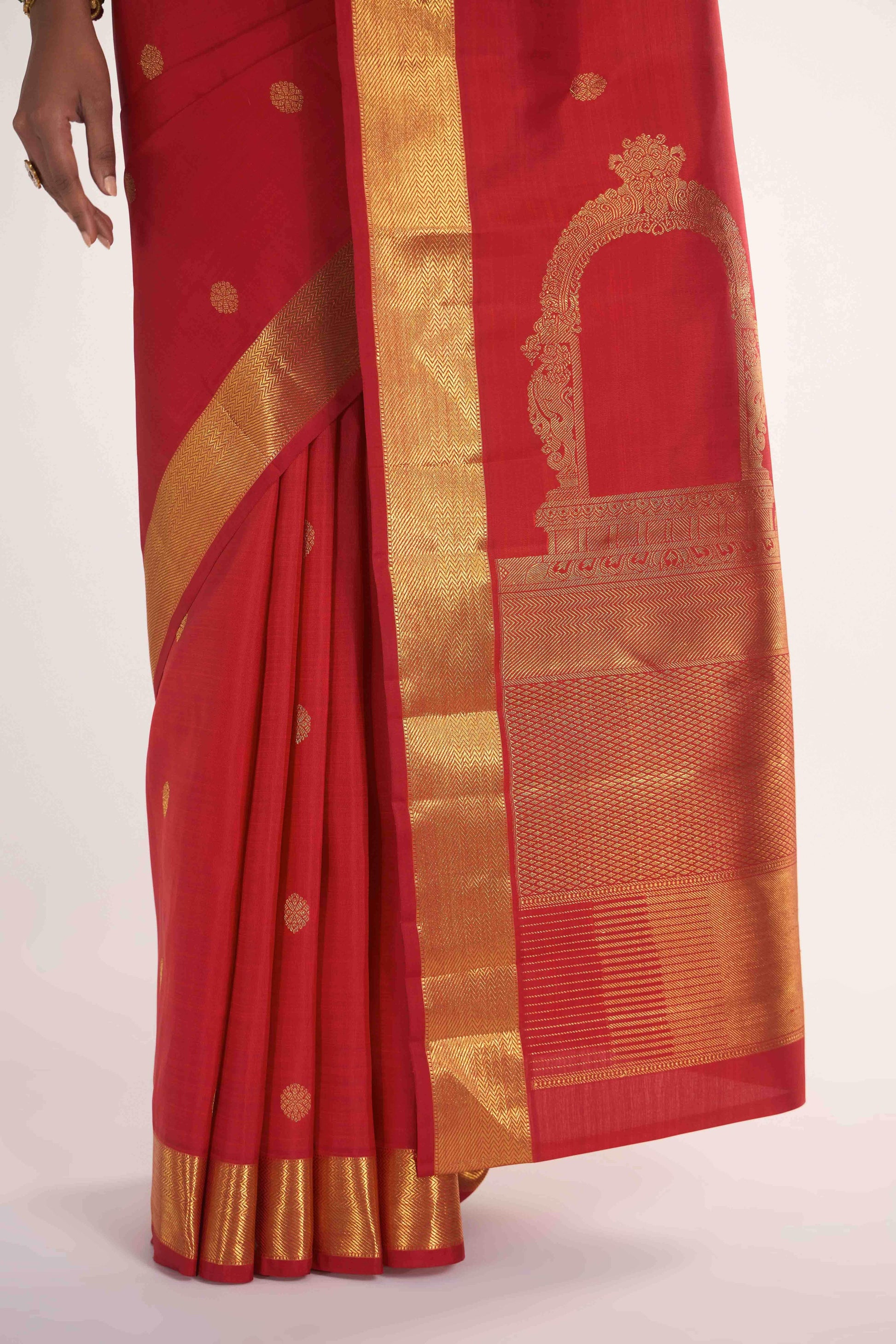 Thiruvakshi-Pure Silk Pure Gold Zari Red Kanchipuram Saree