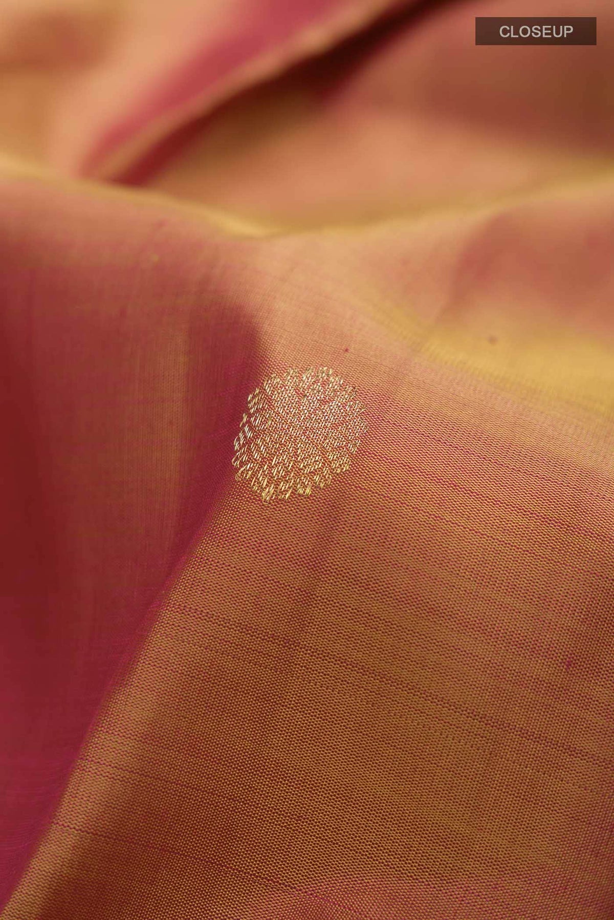 Thiruvakshi-Pure Silk Pure Gold Zari Yellow with Red Dual Tone Kanchipuram Saree