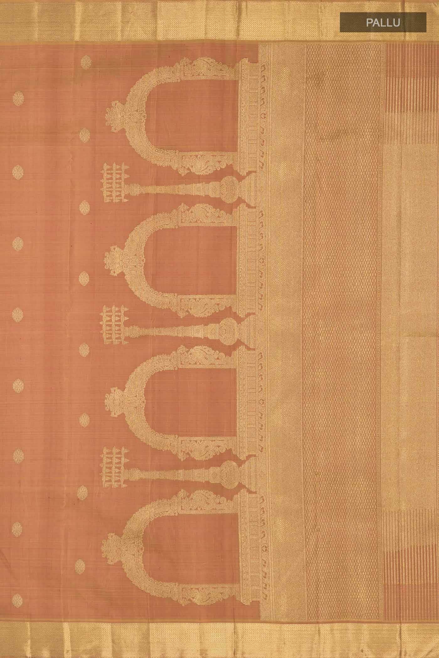Thiruvakshi-Pure Silk Pure Gold Zari Yellow with Red Dual Tone Kanchipuram Saree
