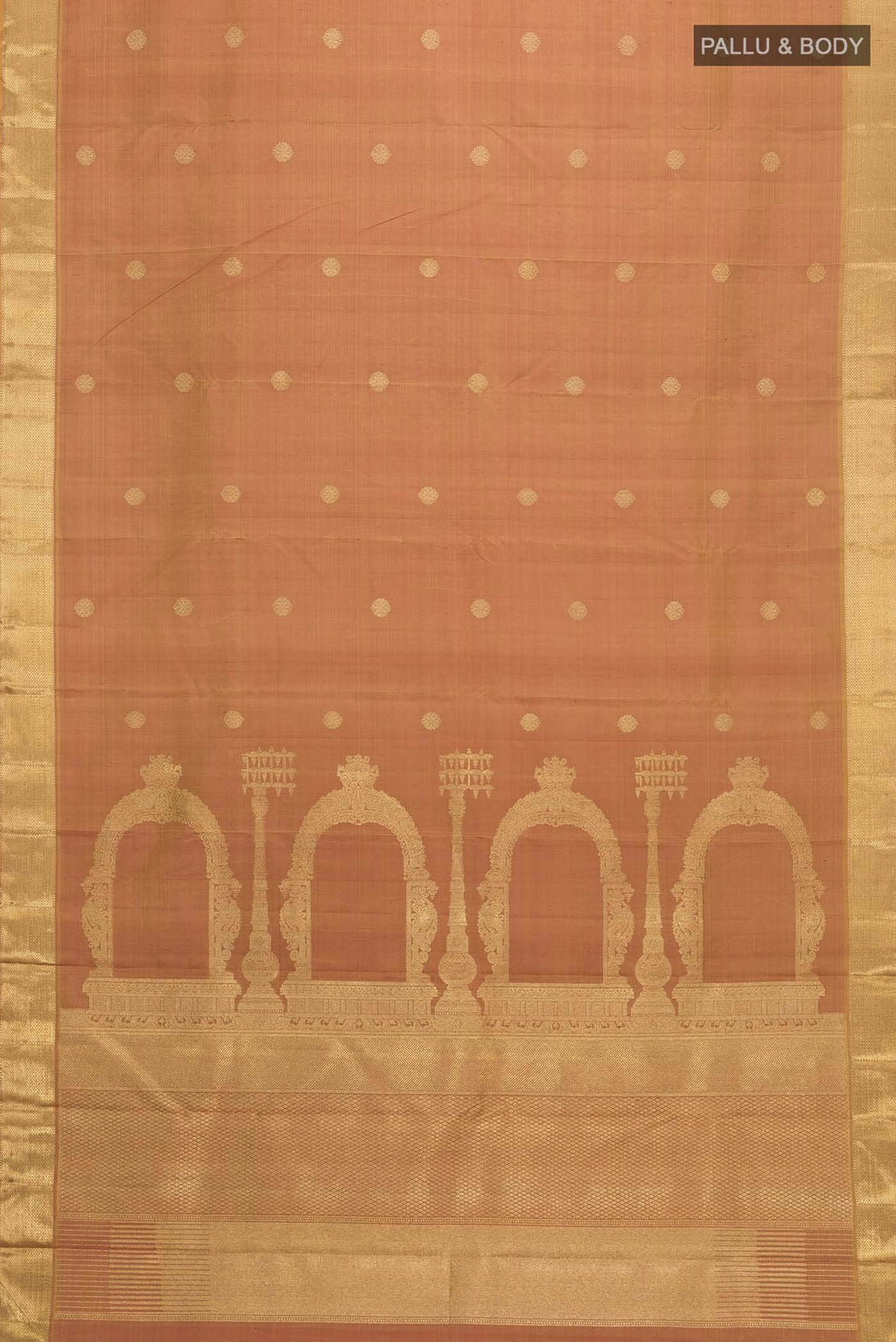 Thiruvakshi-Pure Silk Pure Gold Zari Yellow with Red Dual Tone Kanchipuram Saree
